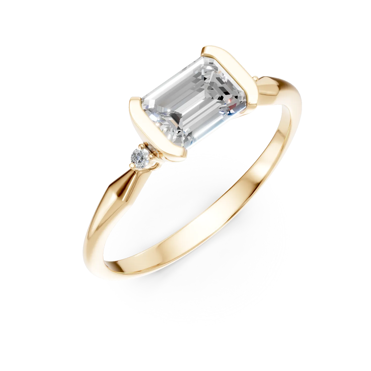 Inel din aur galben cu diamante de 1.1ct create in laborator