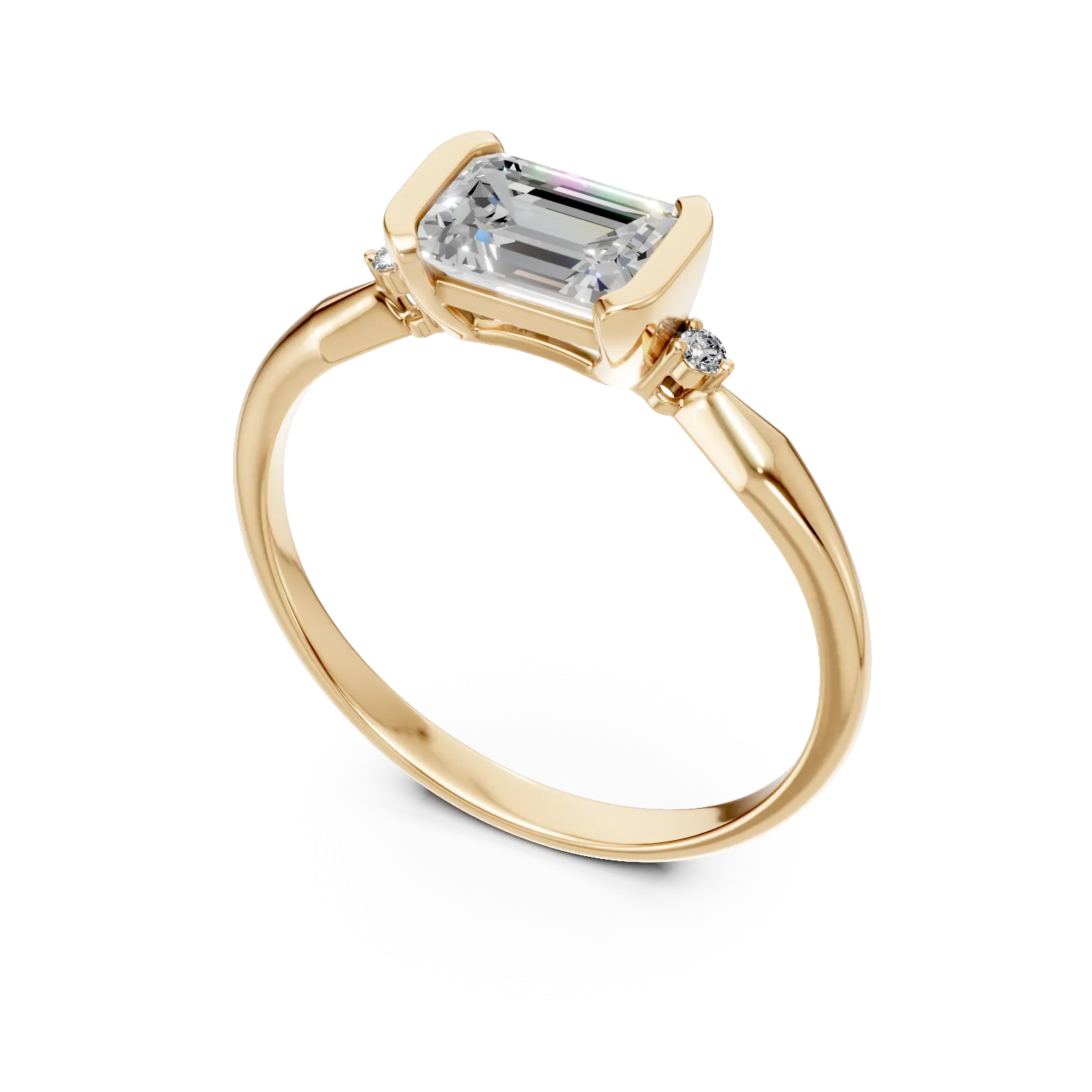 Inel din aur galben cu diamante de 1.1ct create in laborator