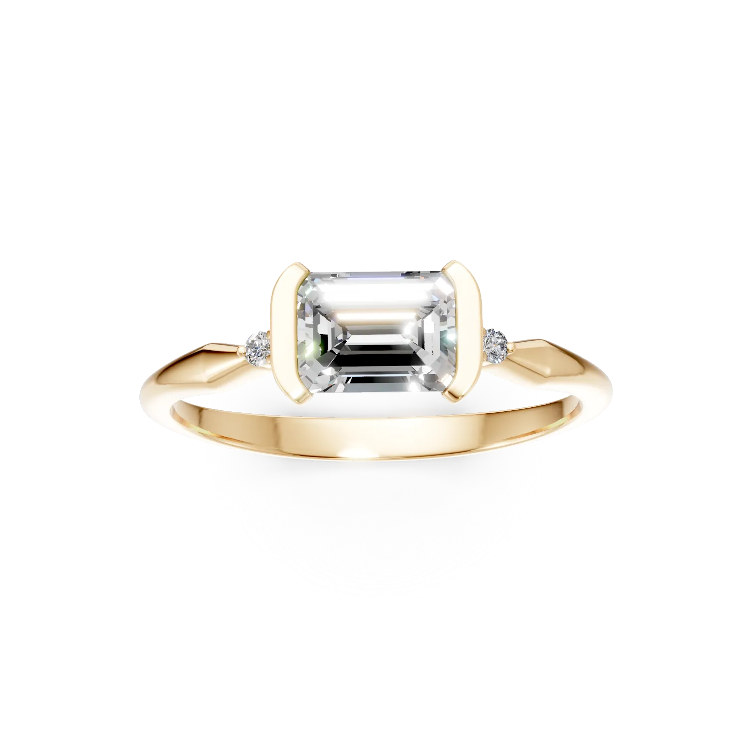 Inel din aur galben cu diamante de 1.1ct create in laborator
