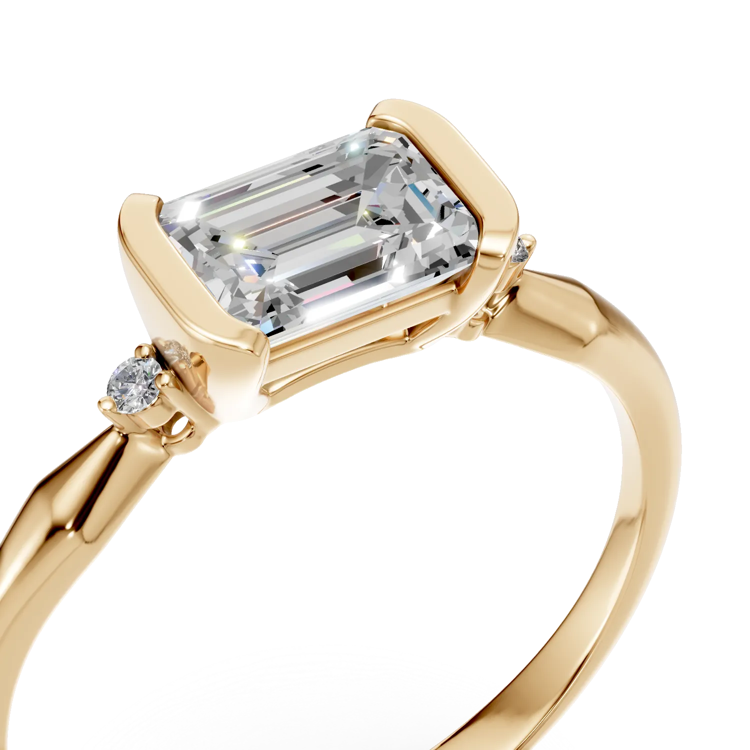 Inel din aur galben cu diamante de 1.1ct create in laborator