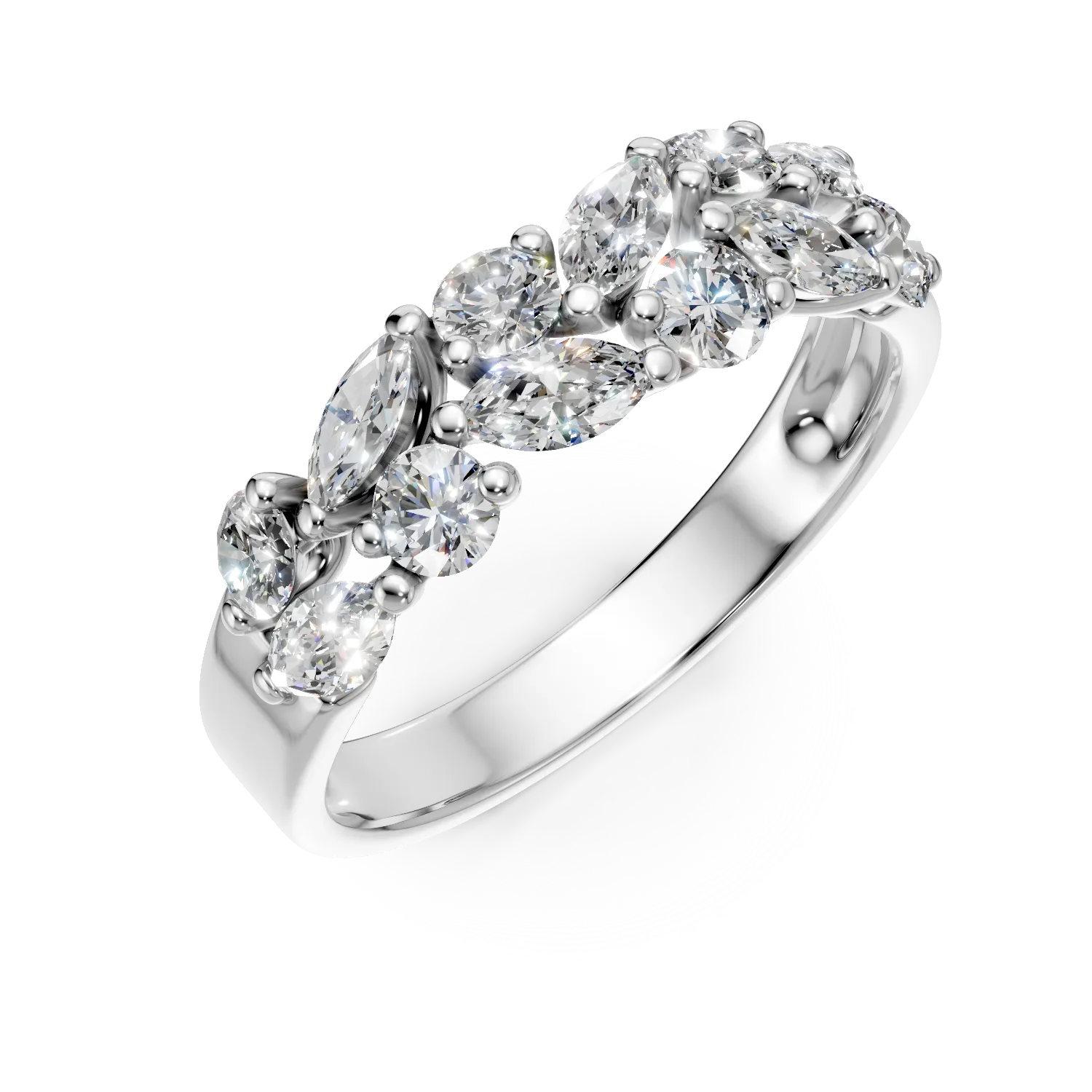 Inel din aur alb cu diamante de 1.1ct create in laborator