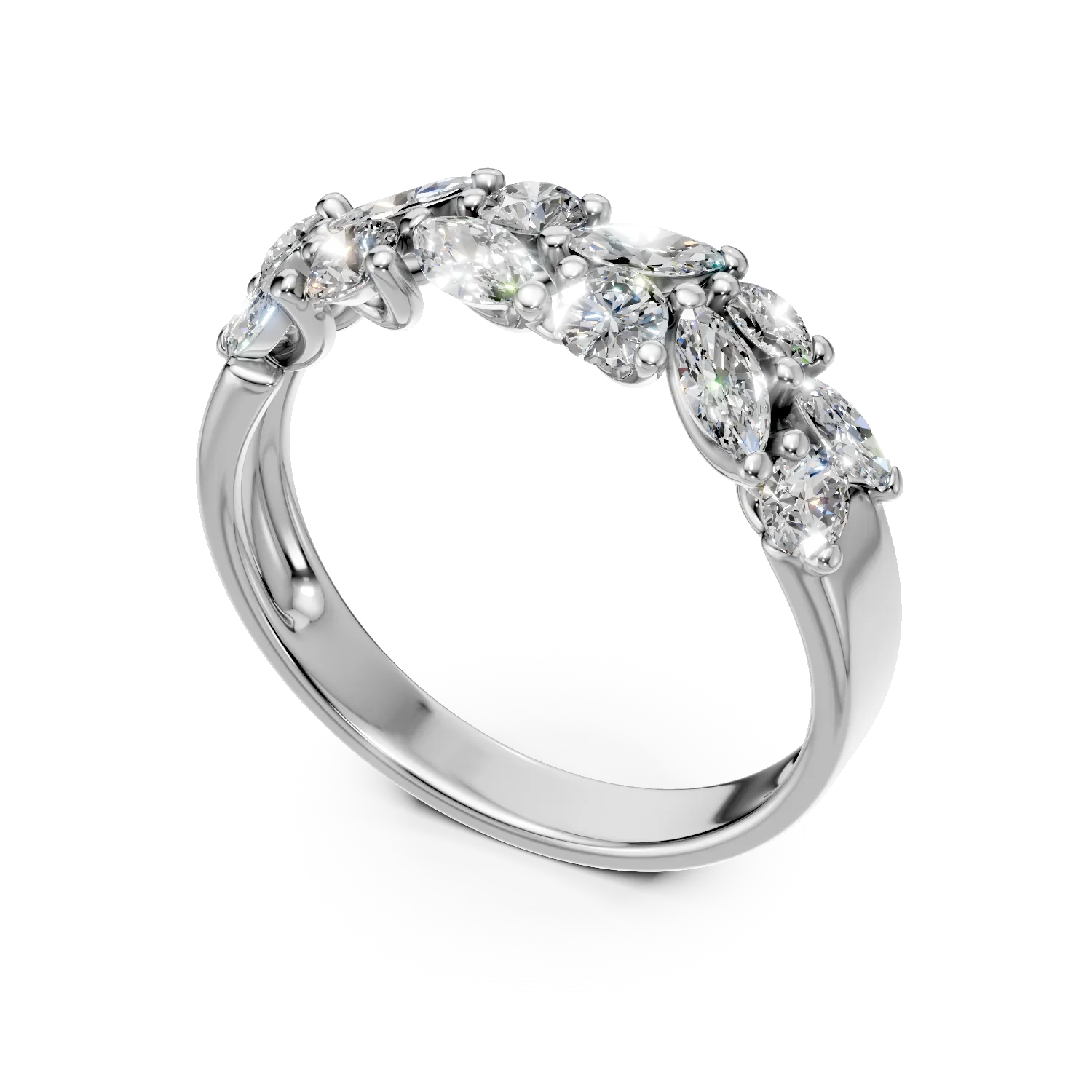 Inel din aur alb cu diamante de 1.1ct create in laborator