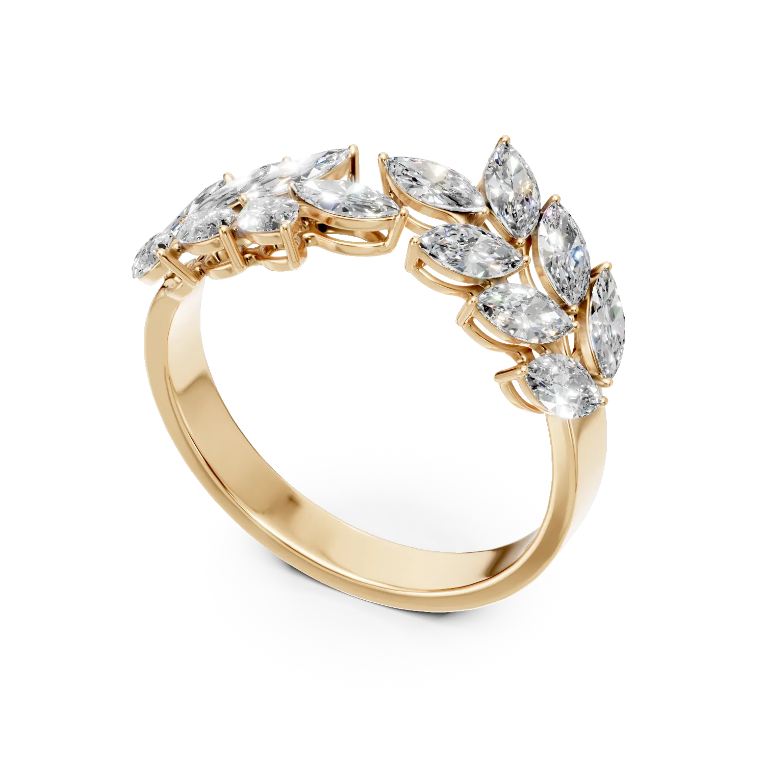 Inel deschis din aur galben cu diamante de 1.8ct create in laborator