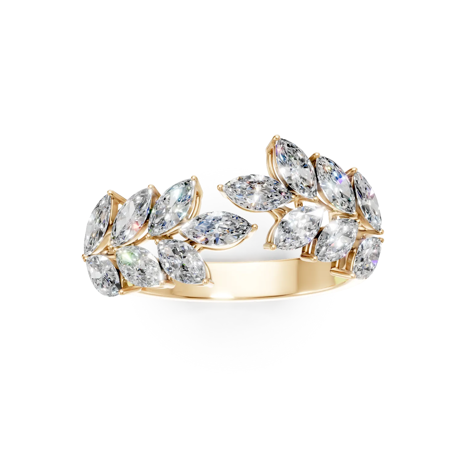 Inel deschis din aur galben cu diamante de 1.8ct create in laborator
