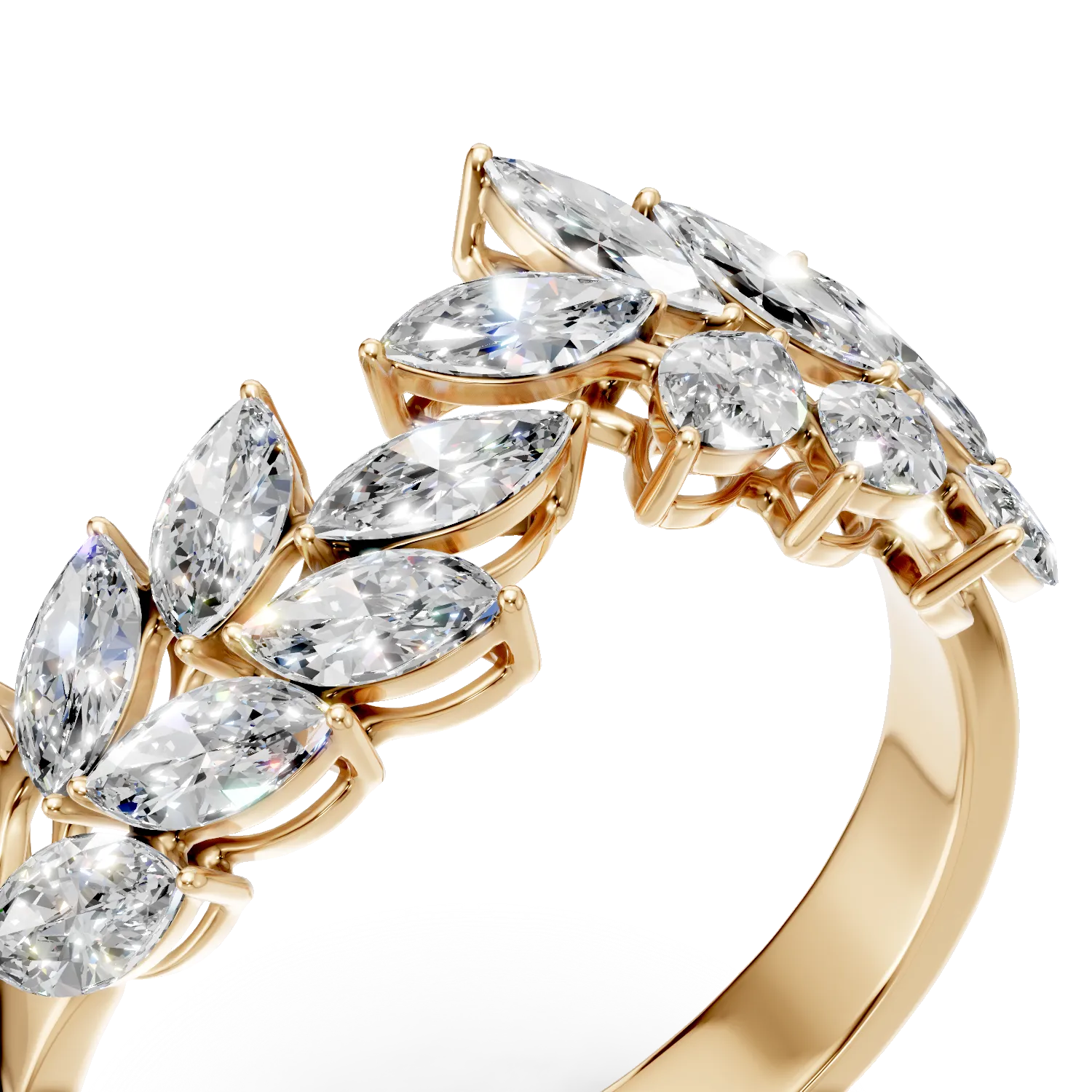 Inel deschis din aur galben cu diamante de 1.8ct create in laborator
