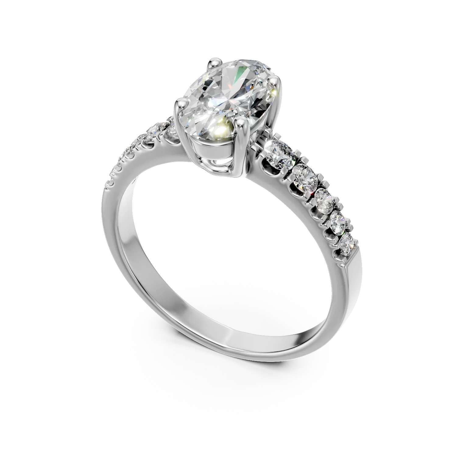 Inel din aur alb cu diamante de 1.9ct create in laborator