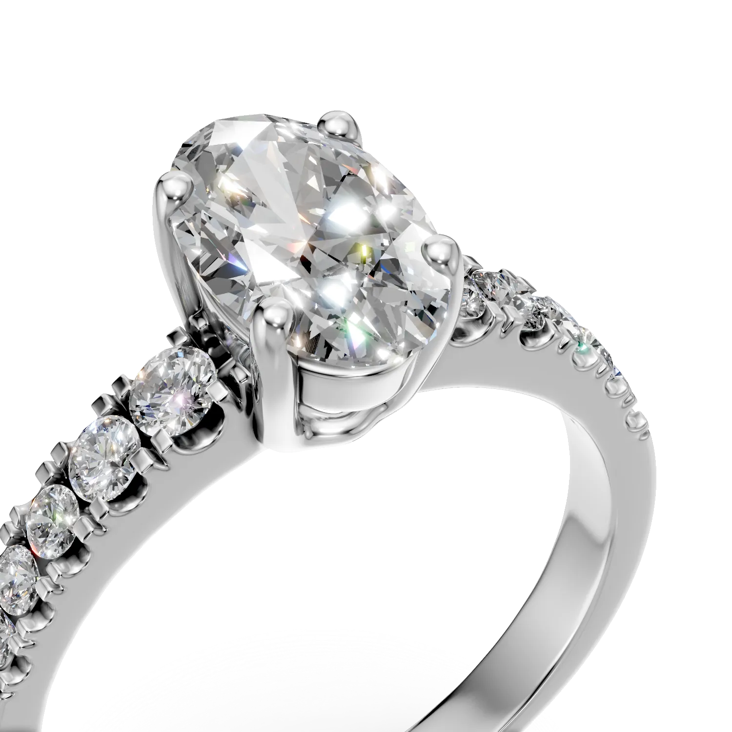 Inel din aur alb cu diamante de 1.9ct create in laborator