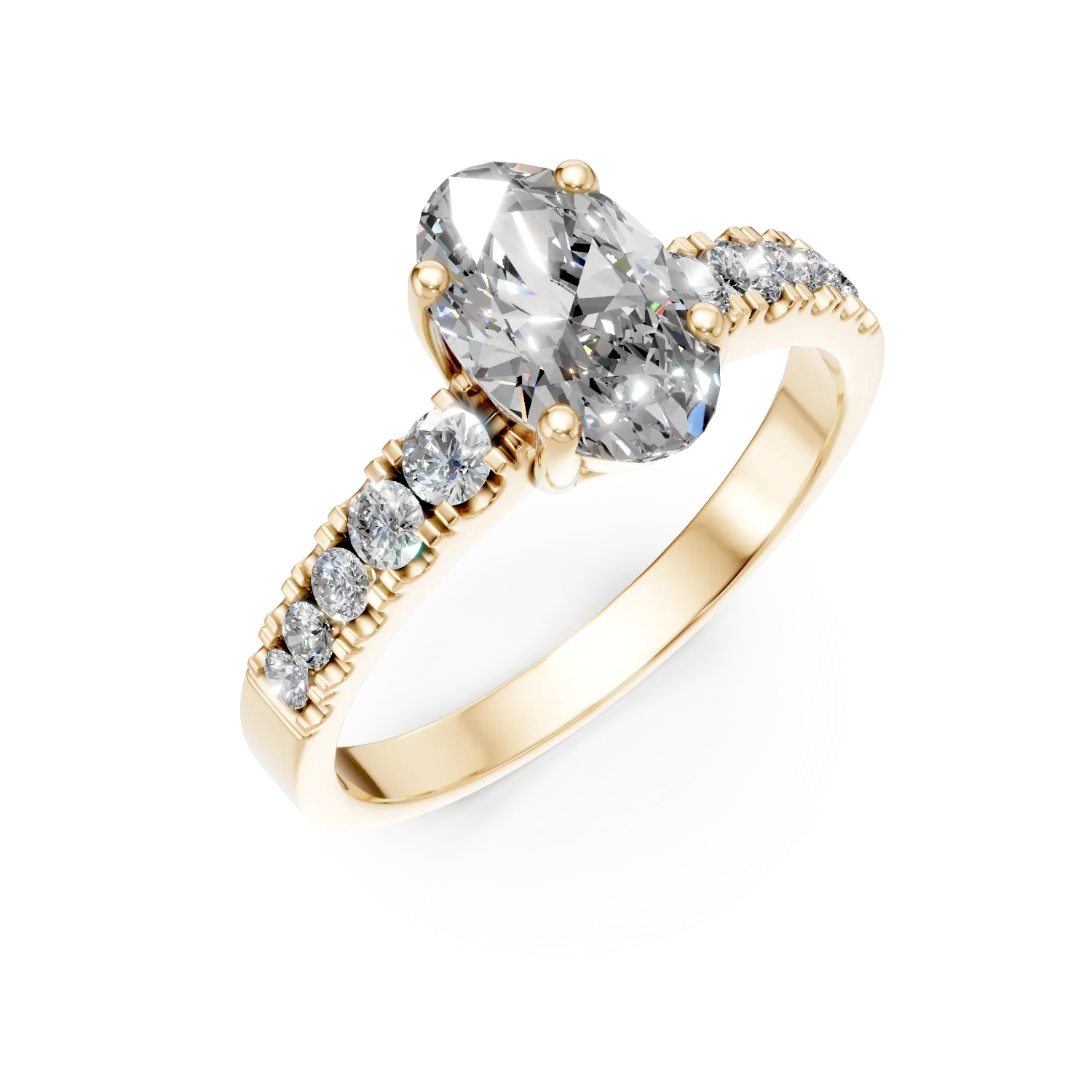 Inel din aur galben cu diamante de 2ct create in laborator