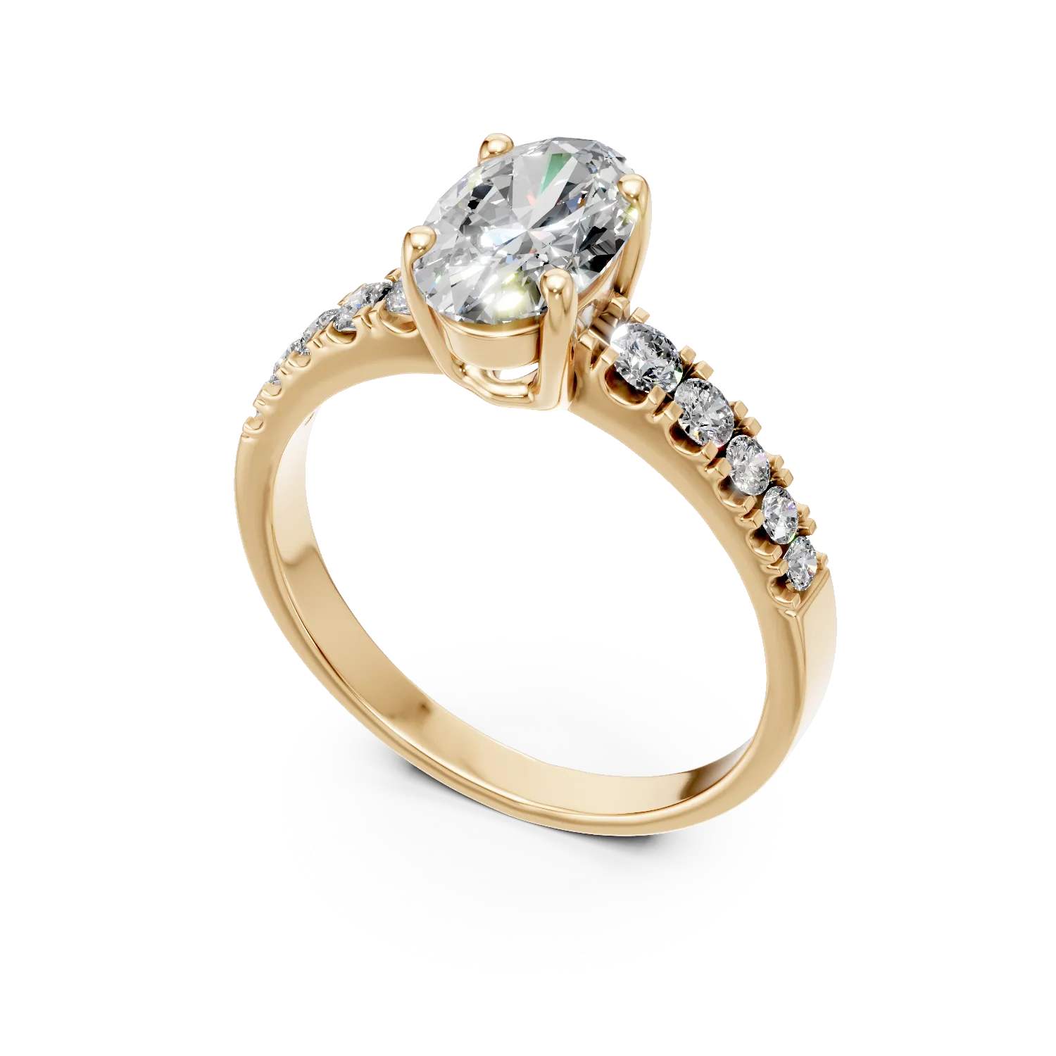 Inel din aur galben cu diamante de 2ct create in laborator