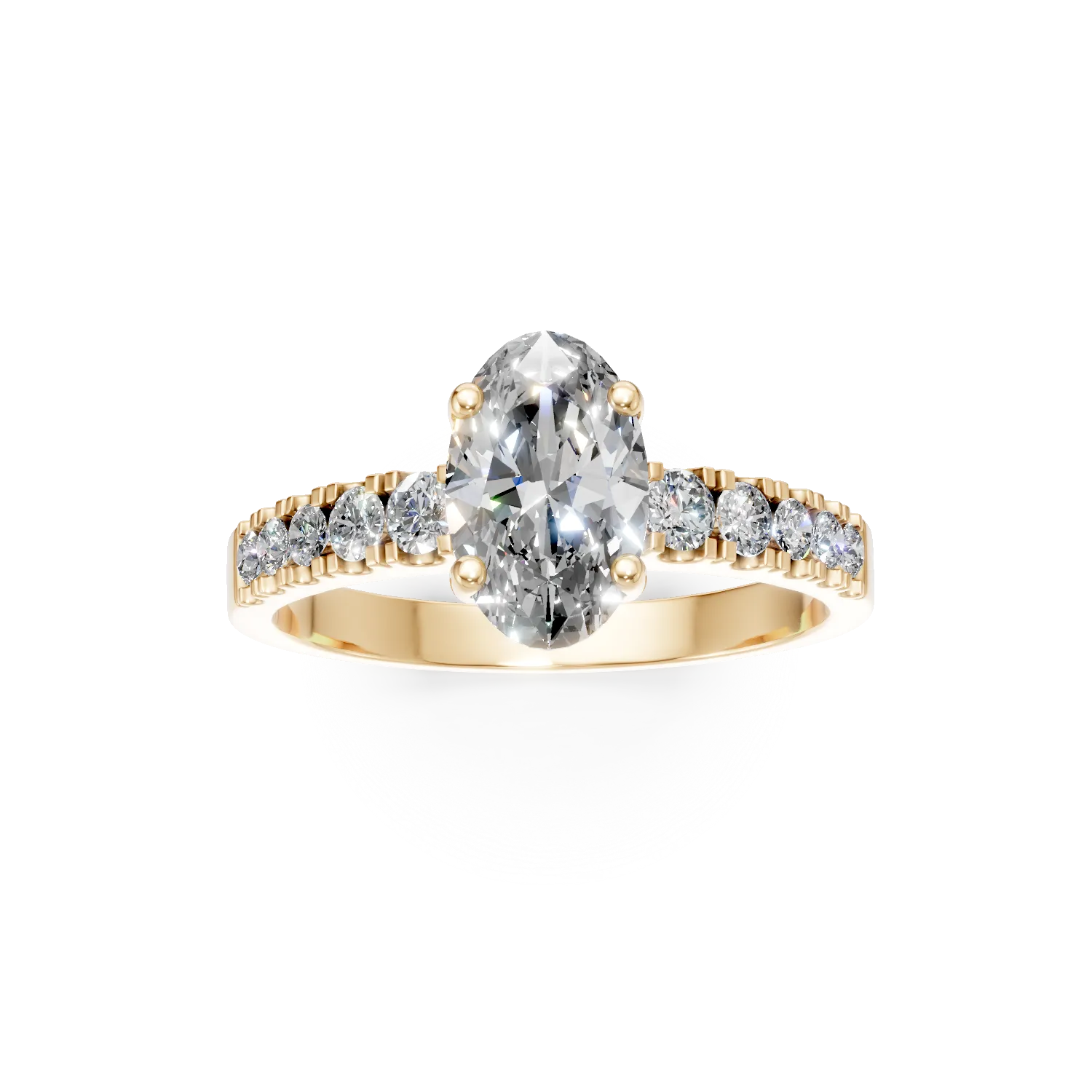 Inel din aur galben cu diamante de 2ct create in laborator