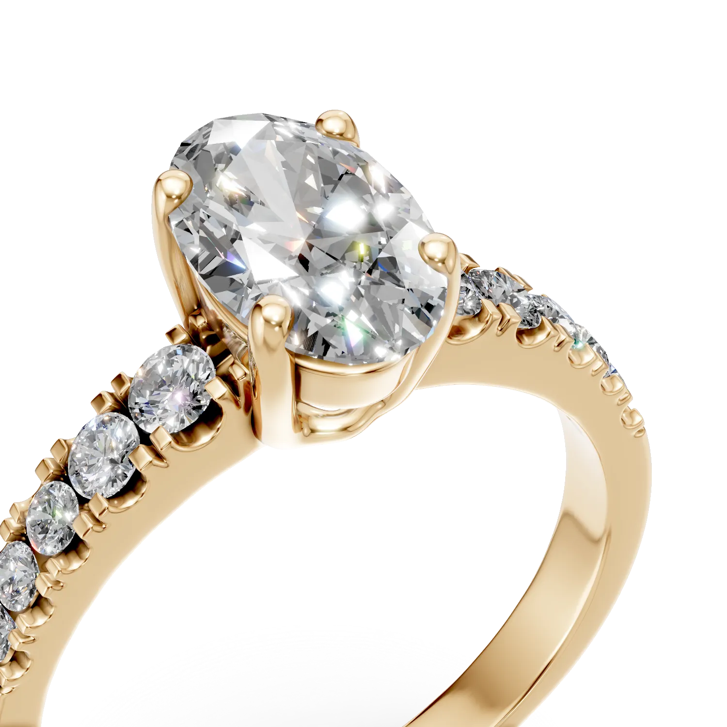 Inel din aur galben cu diamante de 2ct create in laborator