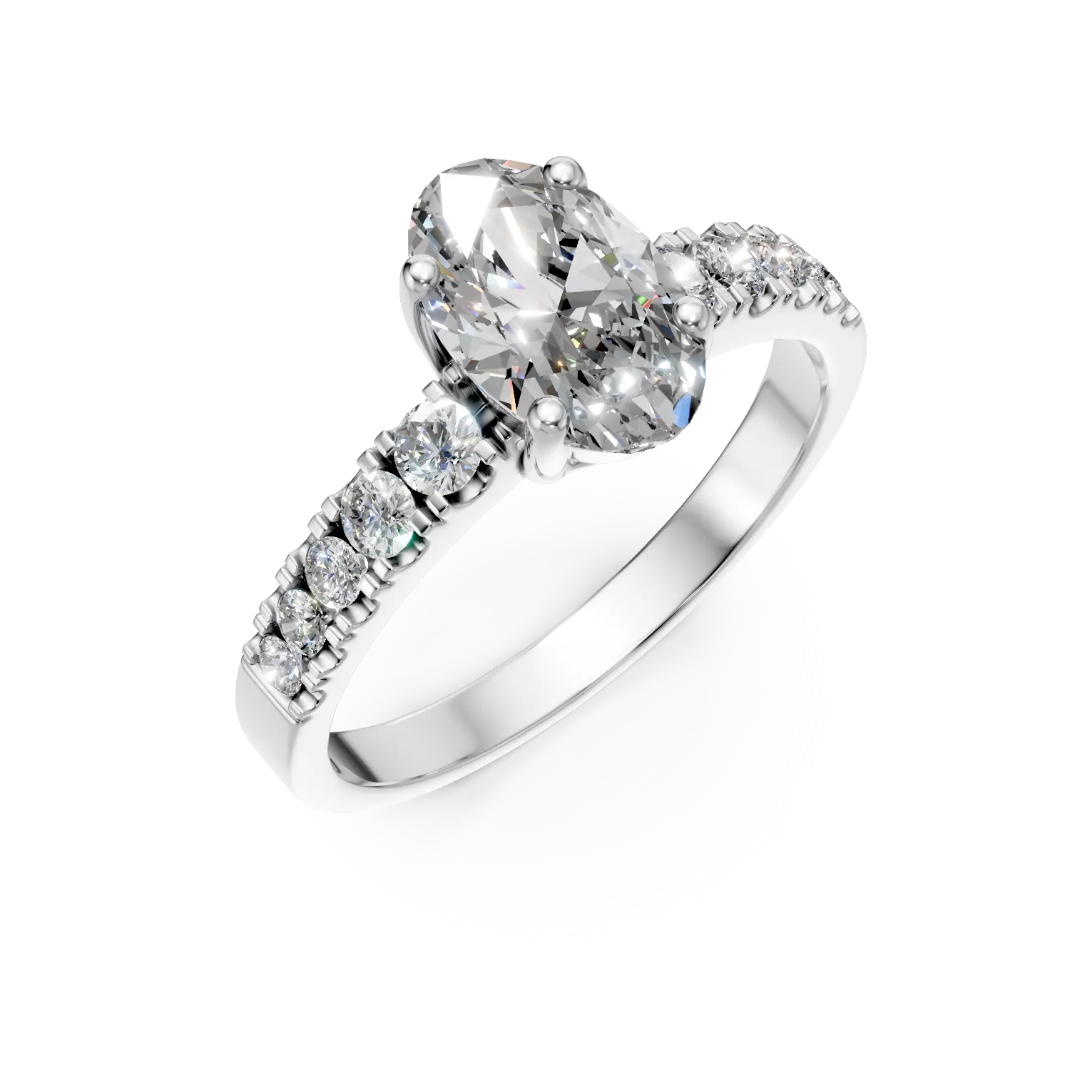 Inel din aur alb cu diamante de 2.9ct create in laborator