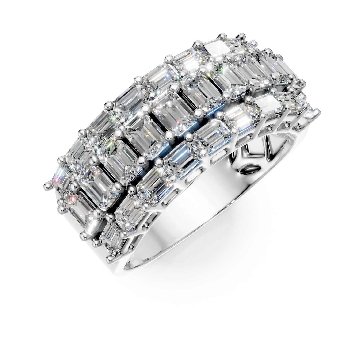 Inel din aur alb cu diamante microsetting de 2.9ct create in laborator