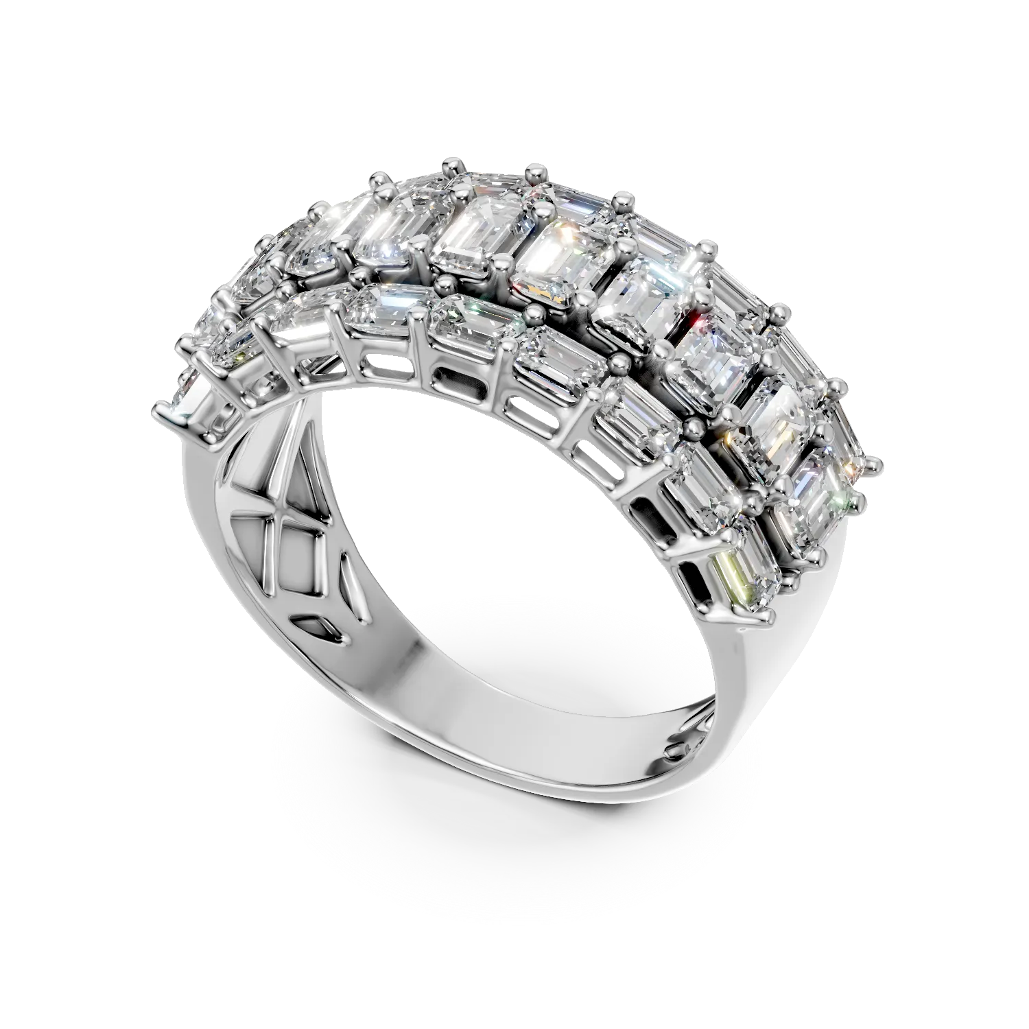 Inel din aur alb cu diamante microsetting de 2.9ct create in laborator
