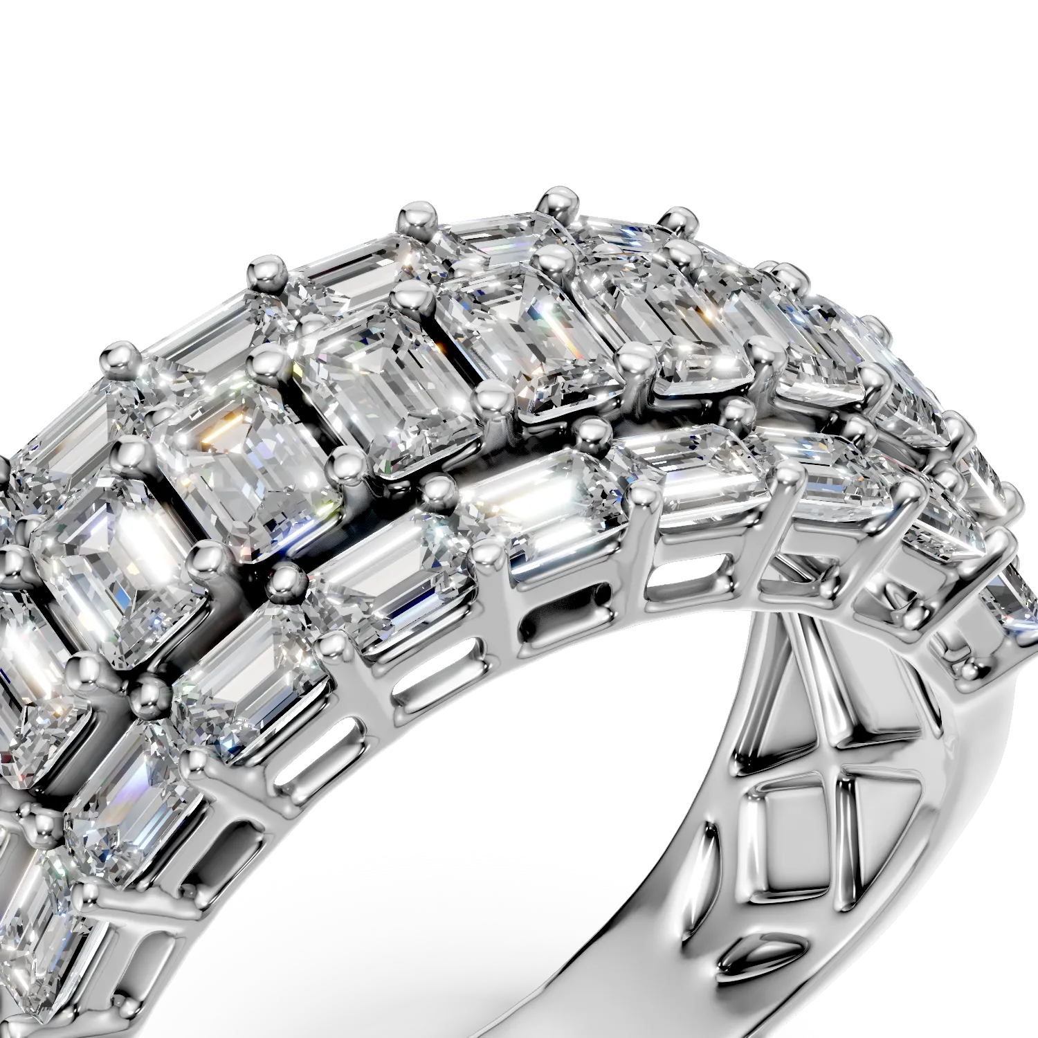 Inel din aur alb cu diamante microsetting de 2.9ct create in laborator