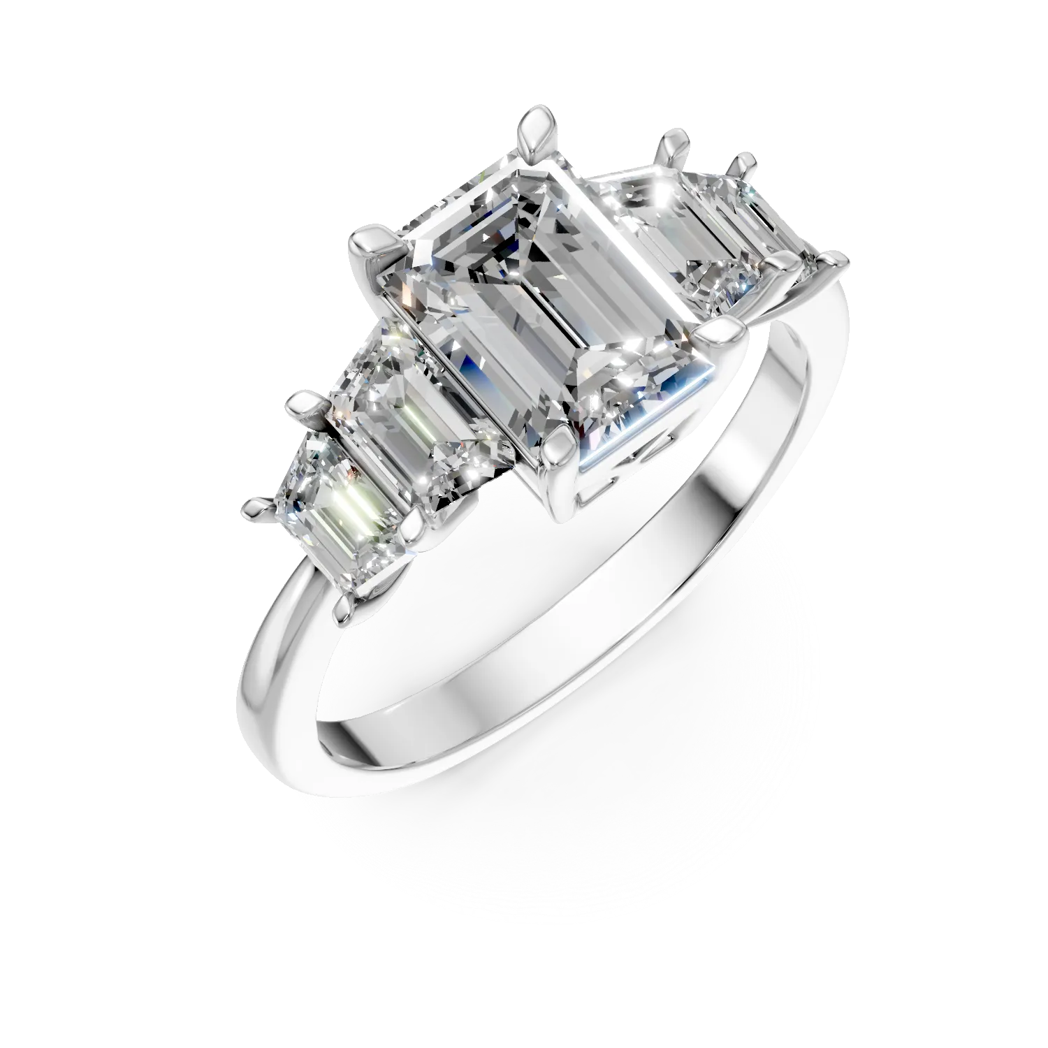 Inel din aur alb cu diamante de 3.5ct create in laborator