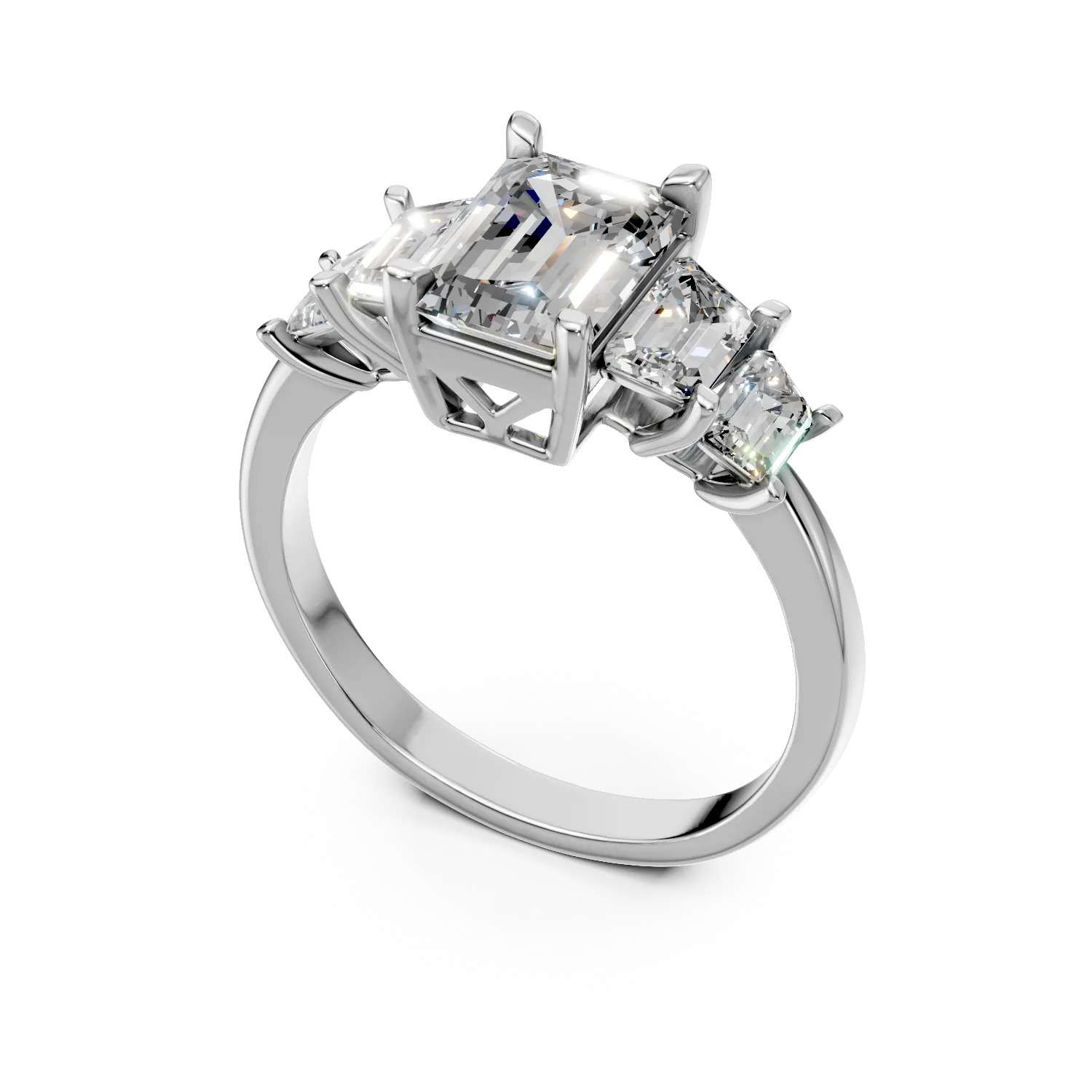 Inel din aur alb cu diamante de 3.5ct create in laborator