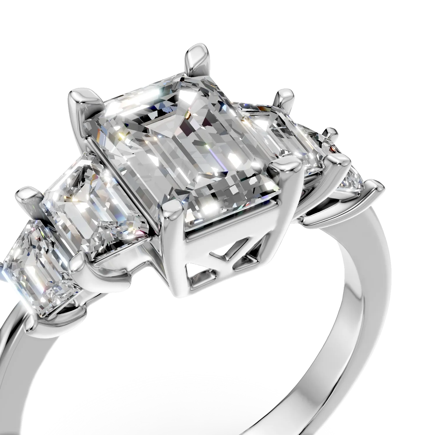 Inel din aur alb cu diamante de 3.5ct create in laborator