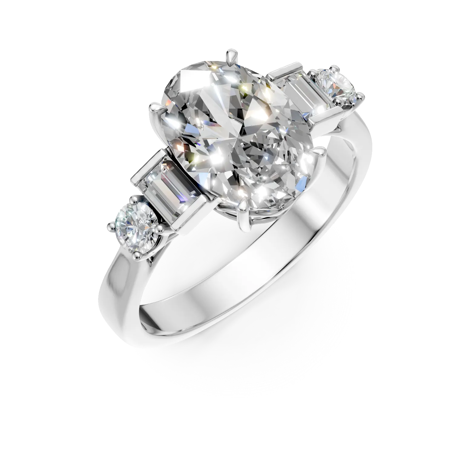 Inel din aur alb cu diamante de 3.6ct create in laborator