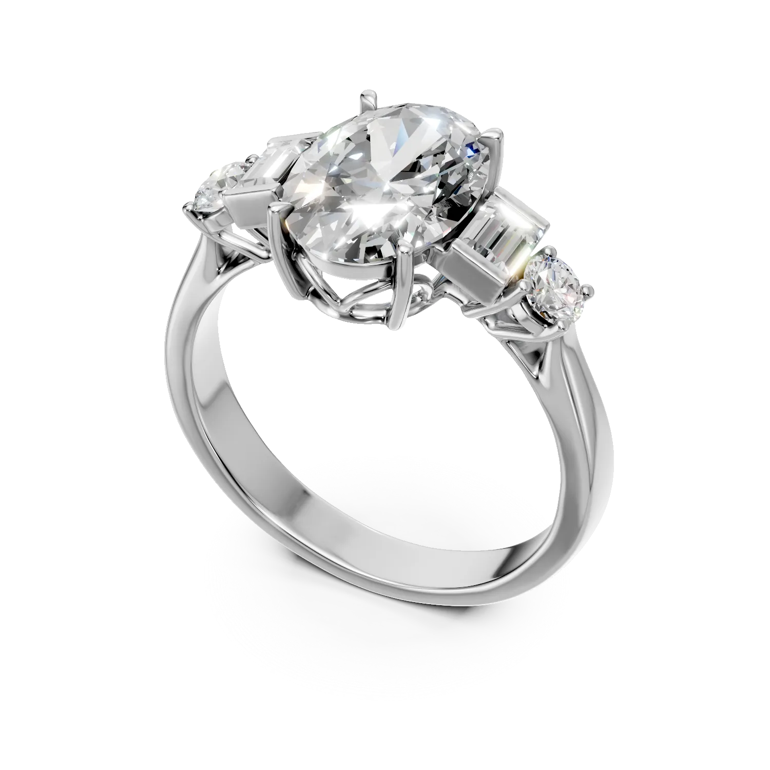 Inel din aur alb cu diamante de 3.6ct create in laborator