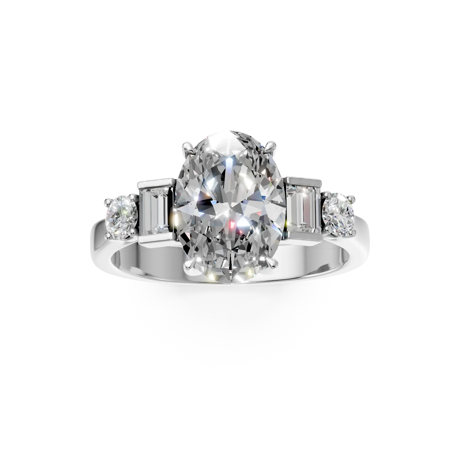 Inel din aur alb cu diamante de 3.6ct create in laborator