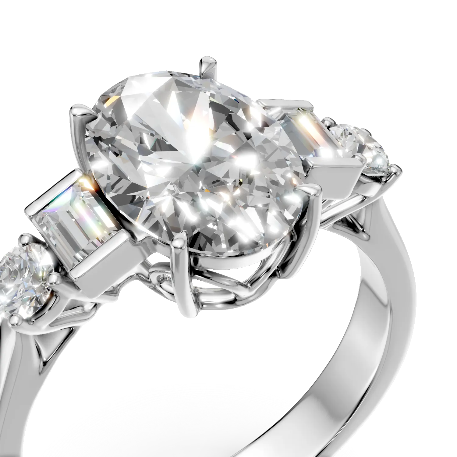 Inel din aur alb cu diamante de 3.6ct create in laborator