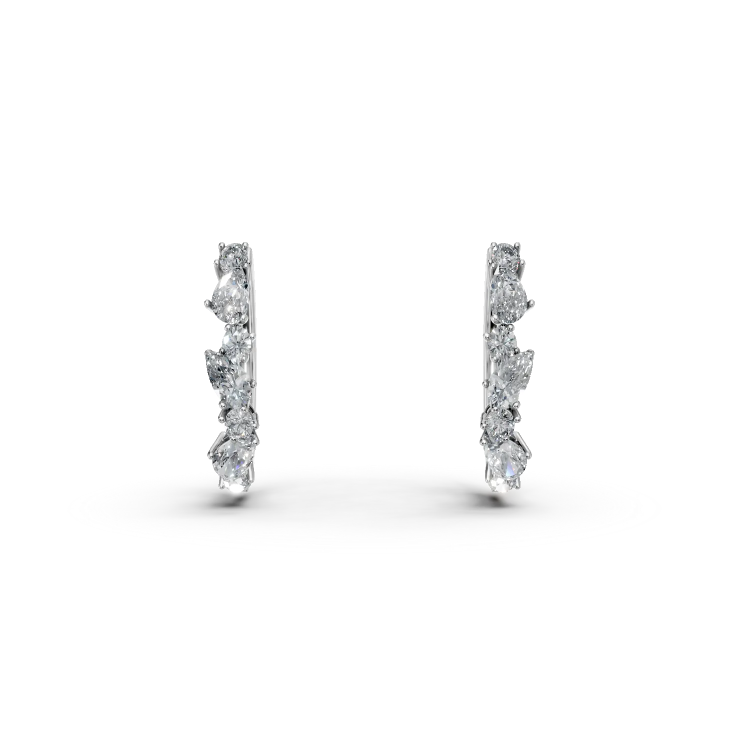 Cercei creole din aur alb cu diamante de 1ct create in laborator