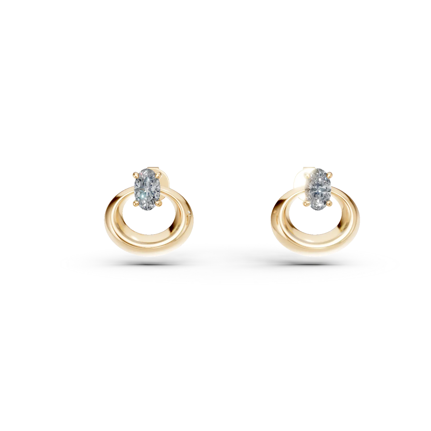 Cercei cerc din aur galben cu diamante de 0.7ct create in laborator