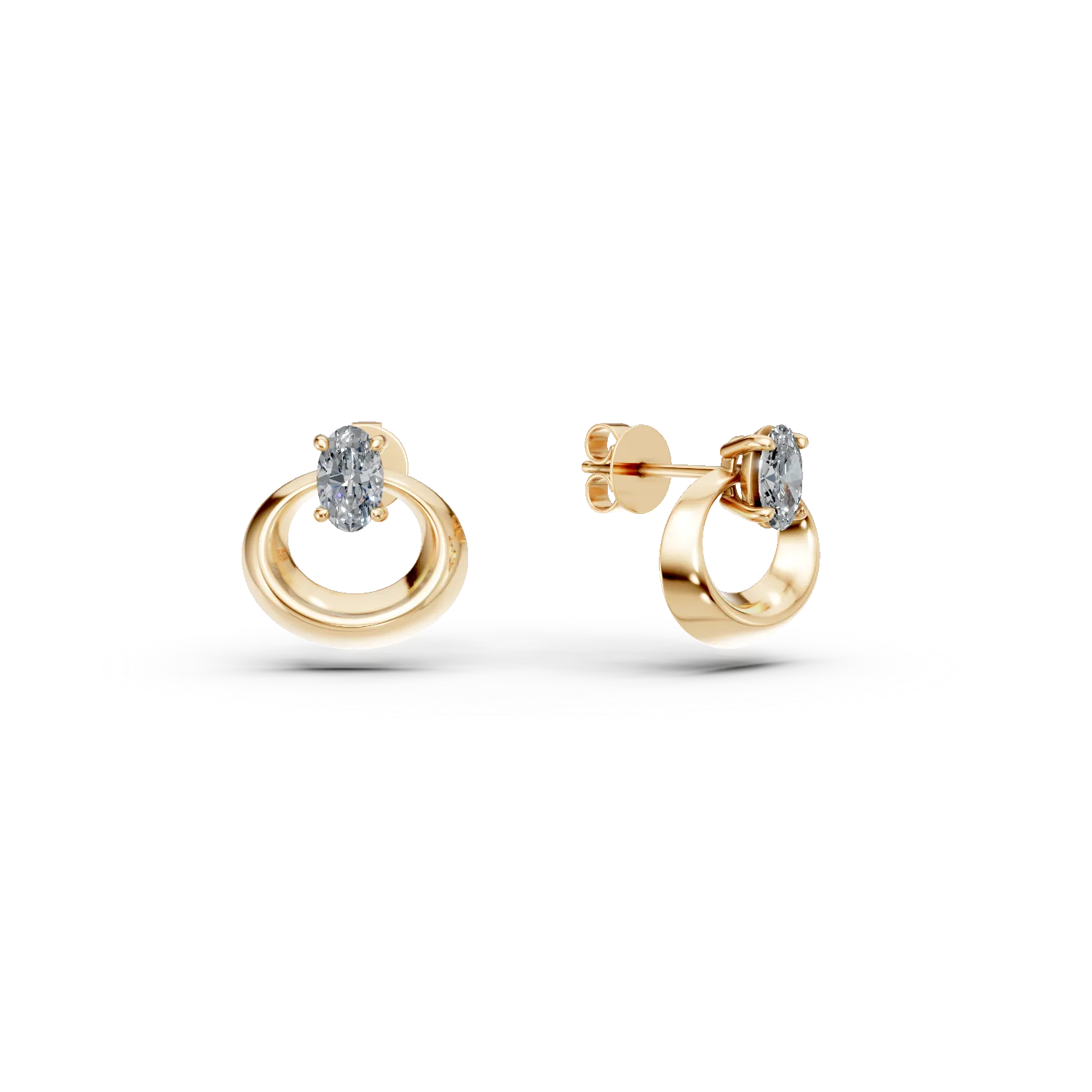 Cercei cerc din aur galben cu diamante de 0.7ct create in laborator