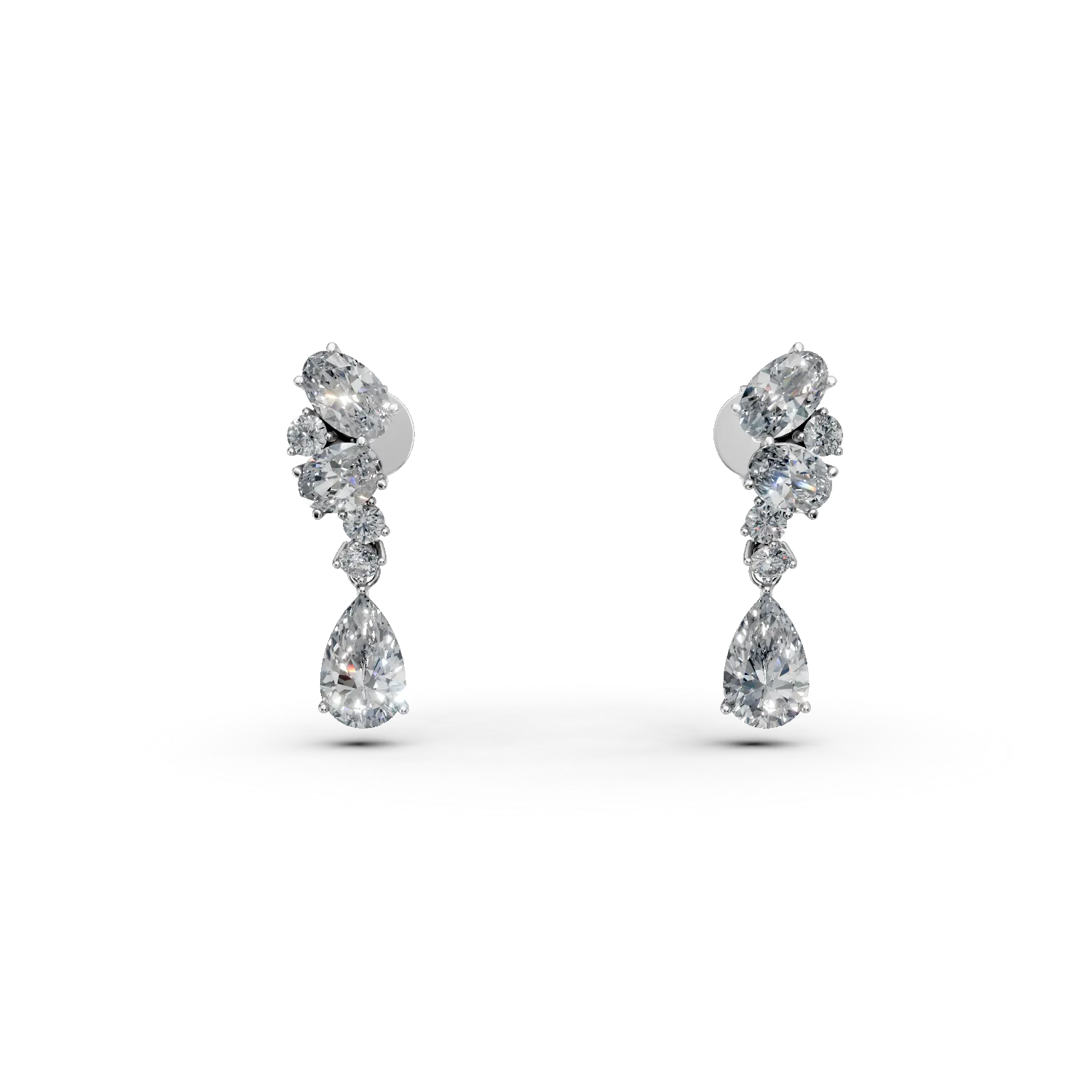 Cercei din aur alb cu diamante de 2.1ct create in laborator