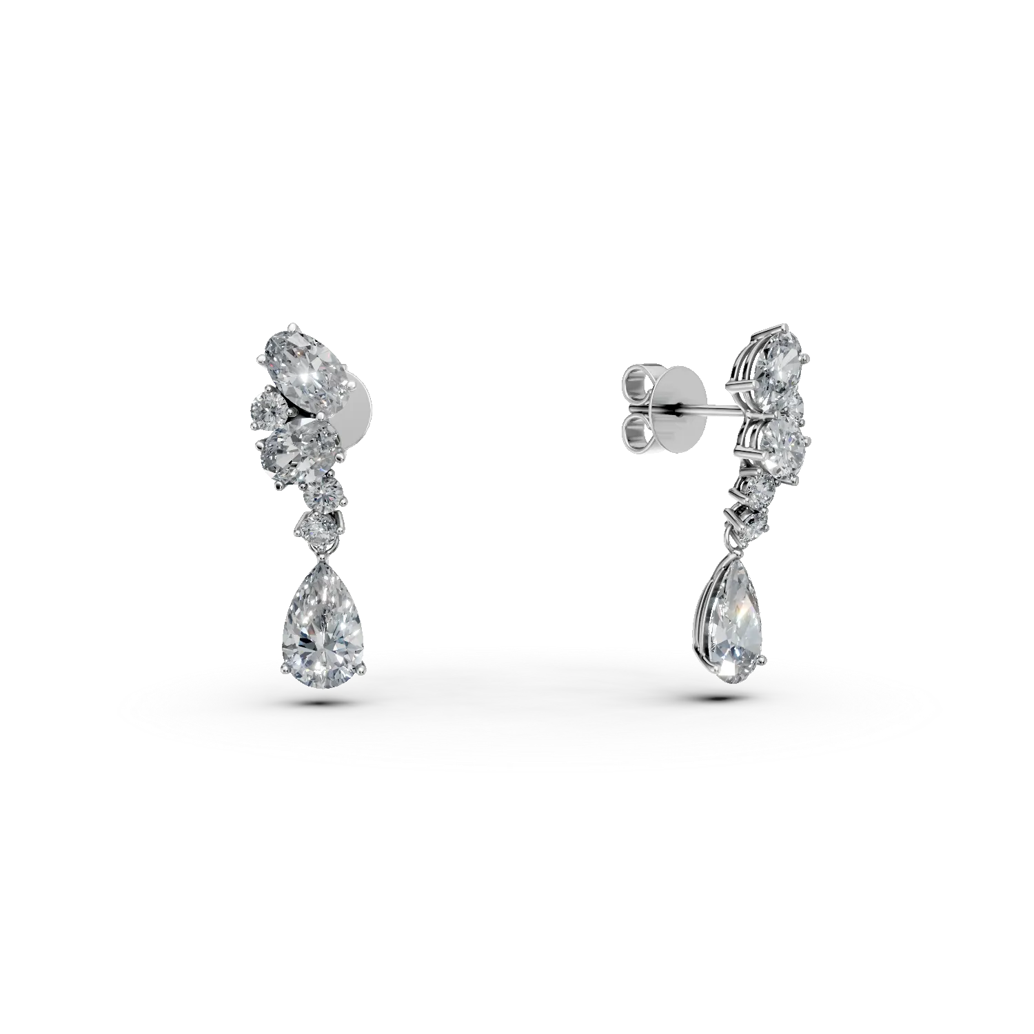 Cercei din aur alb cu diamante de 2.1ct create in laborator