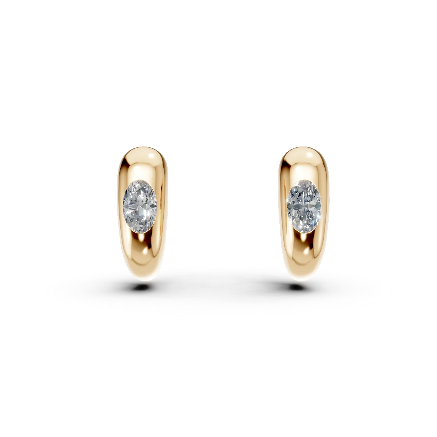 Cercei creole din aur galben cu diamante de 1ct create in laborator