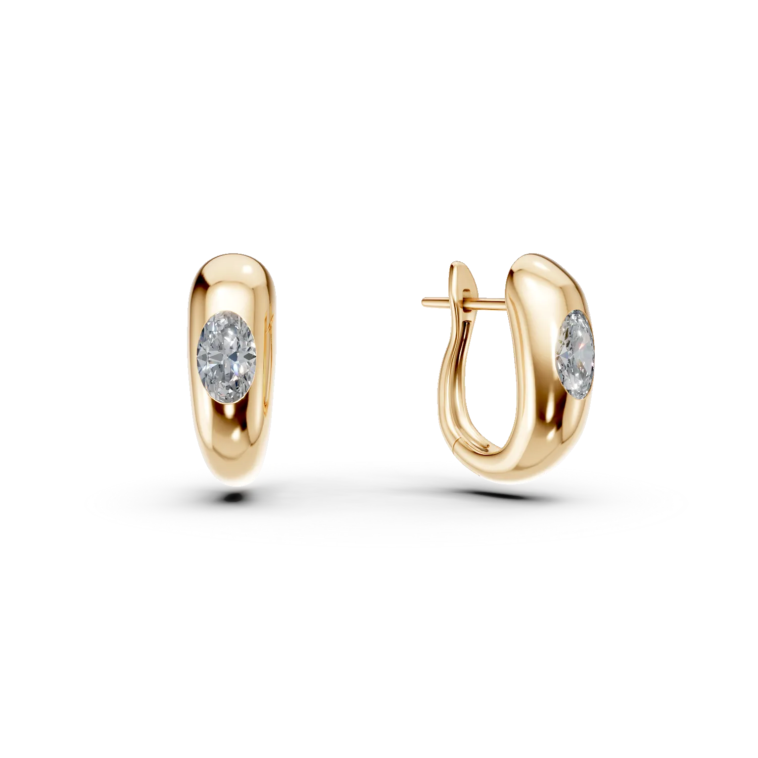 Cercei creole din aur galben cu diamante de 1ct create in laborator