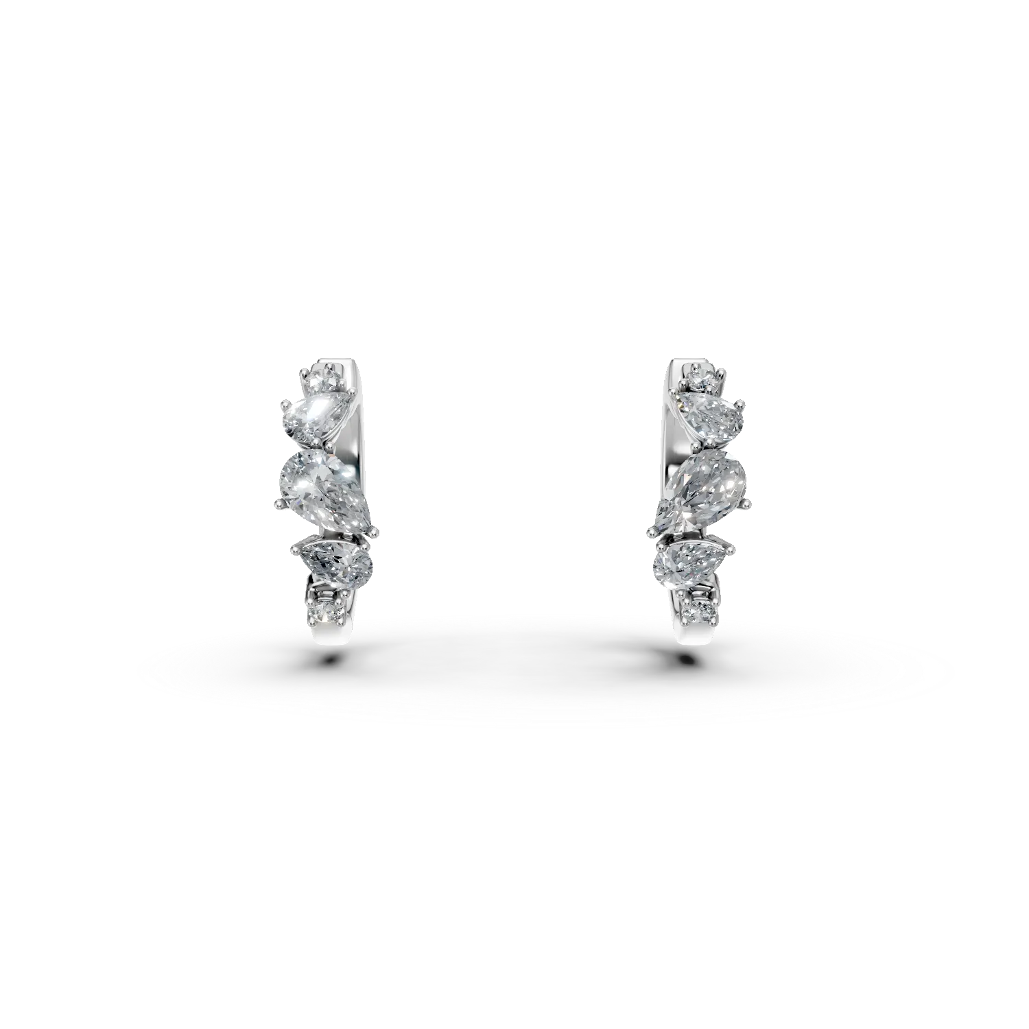 Cercei creole din aur alb cu diamante de 1.4ct create in laborator