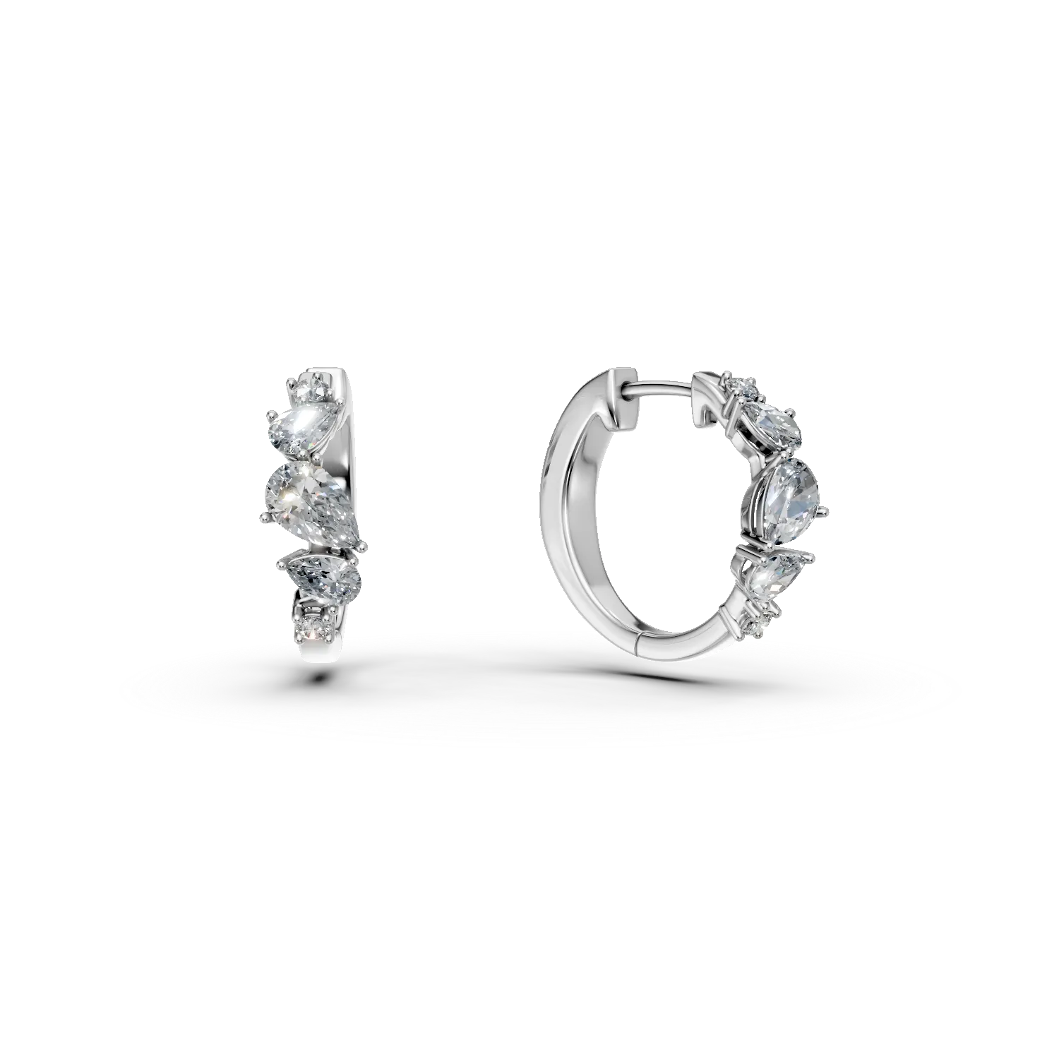 Cercei creole din aur alb cu diamante de 1.4ct create in laborator