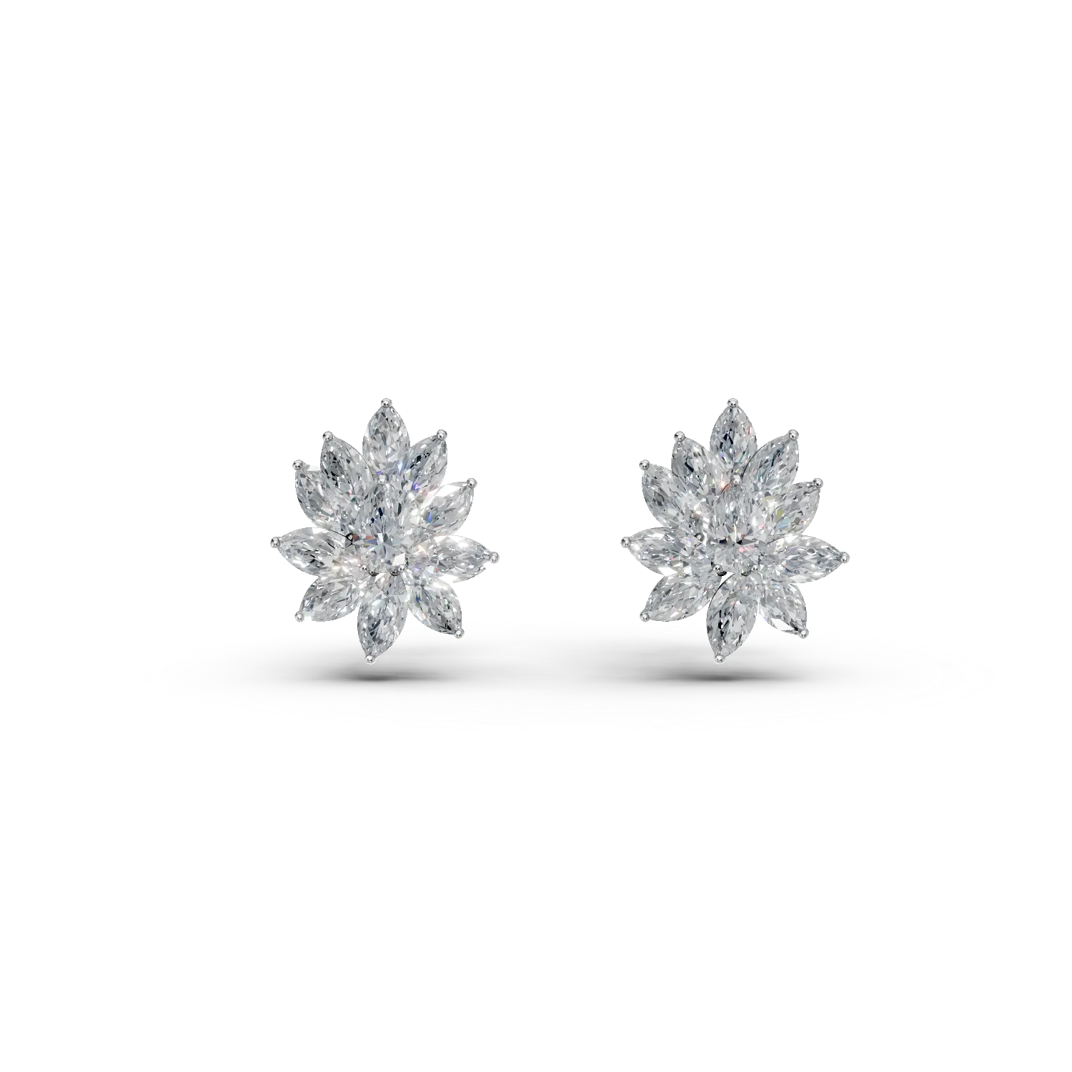 Cercei din aur alb cu diamante de 2.4ct create in laborator
