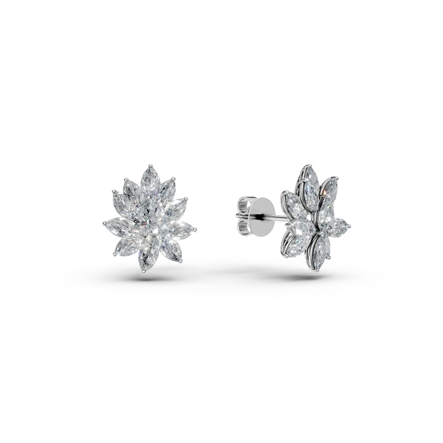 Cercei din aur alb cu diamante de 2.4ct create in laborator