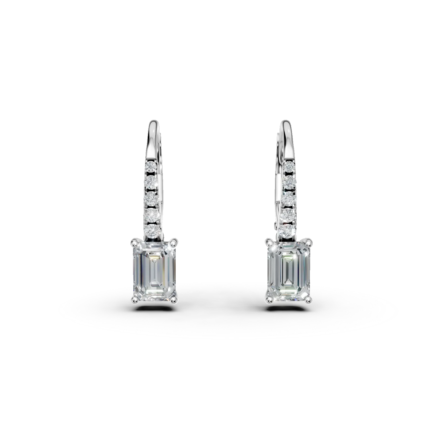 Cercei din aur alb cu diamante de 2.2ct create in laborator