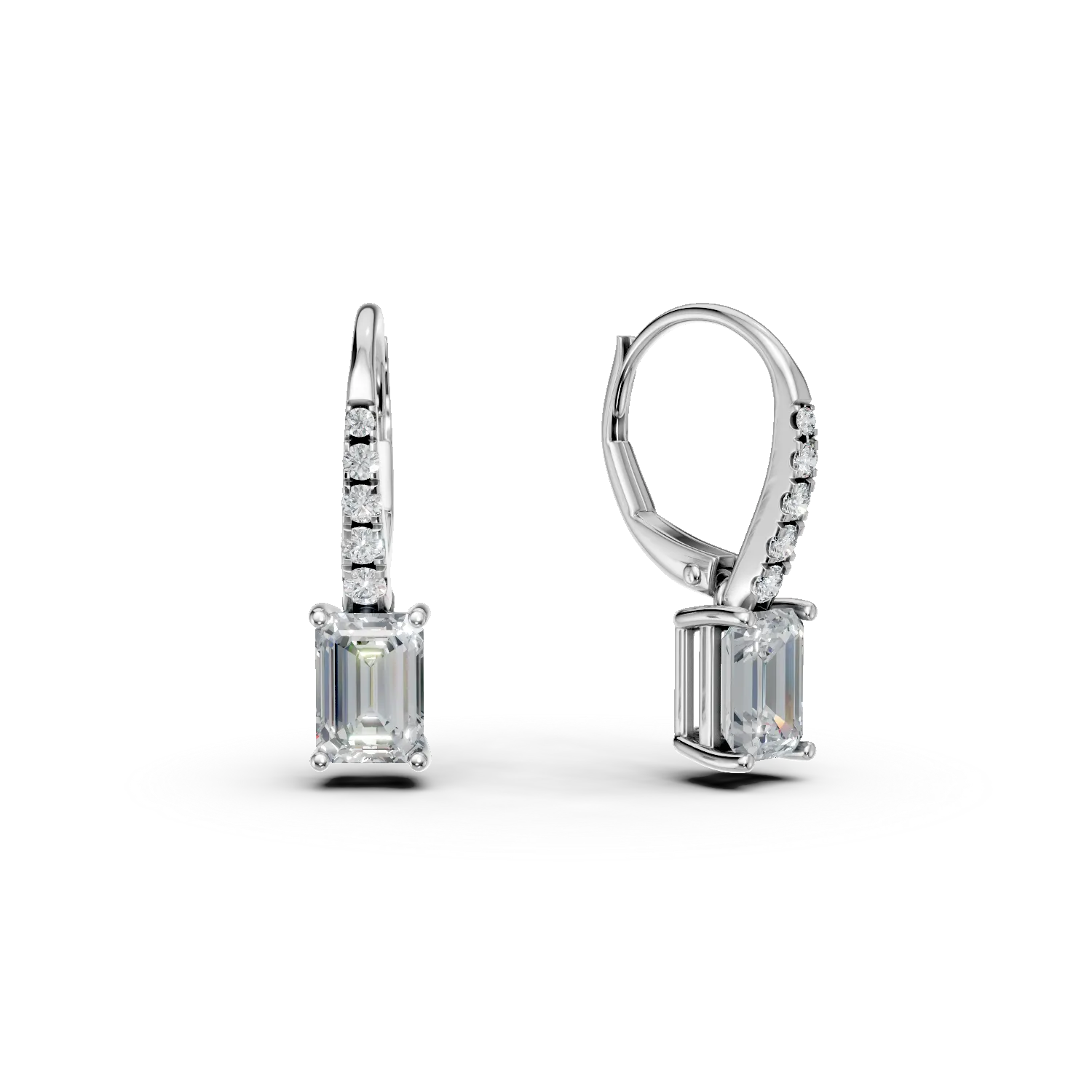 Cercei din aur alb cu diamante de 2.2ct create in laborator