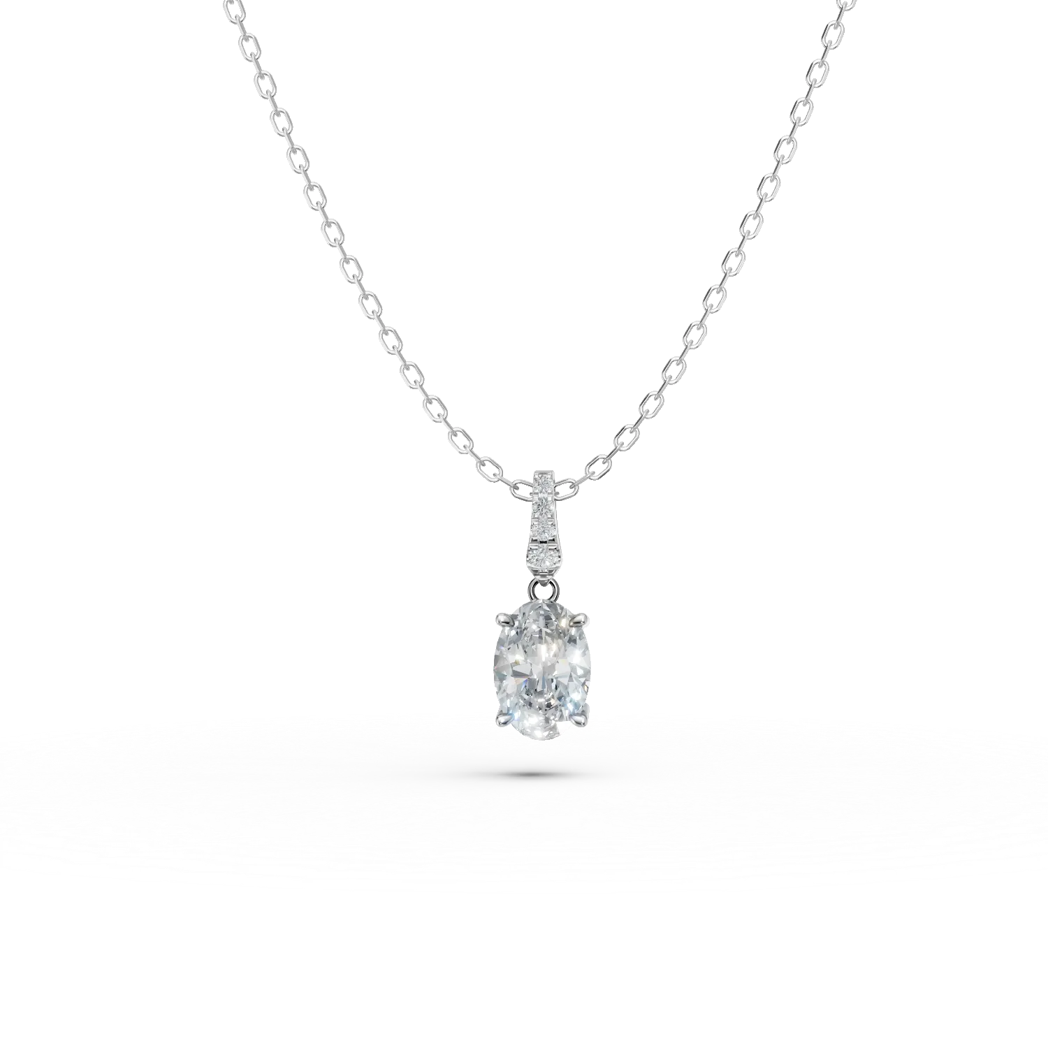 Lant cu pandantiv din aur alb cu diamante de 1.1ct create in laborator