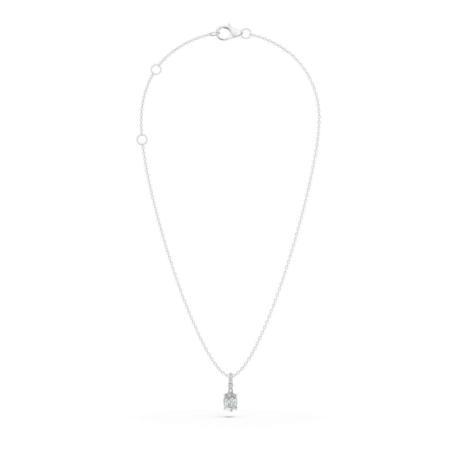 Lant cu pandantiv din aur alb cu diamante de 1.1ct create in laborator