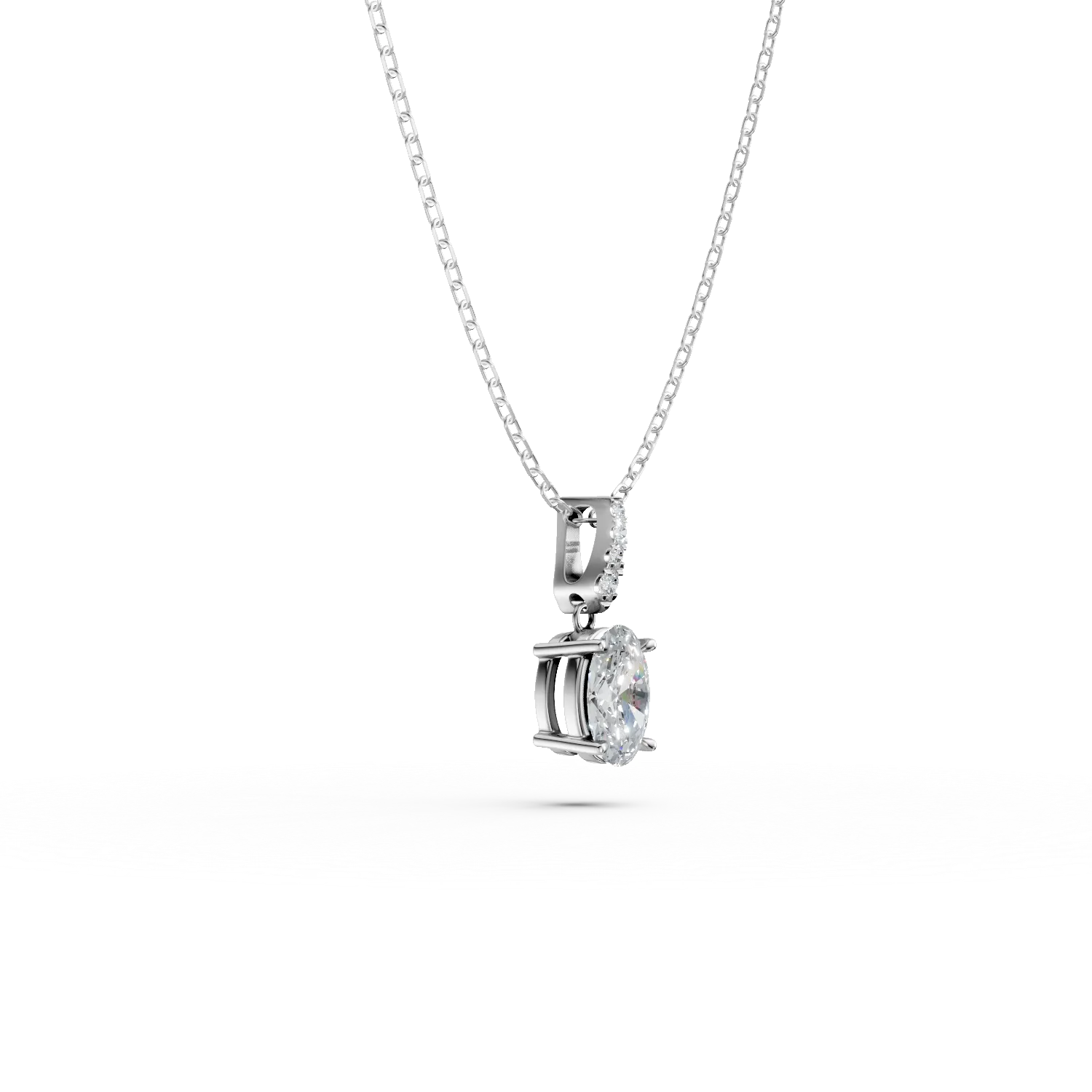 Lant cu pandantiv din aur alb cu diamante de 1.1ct create in laborator