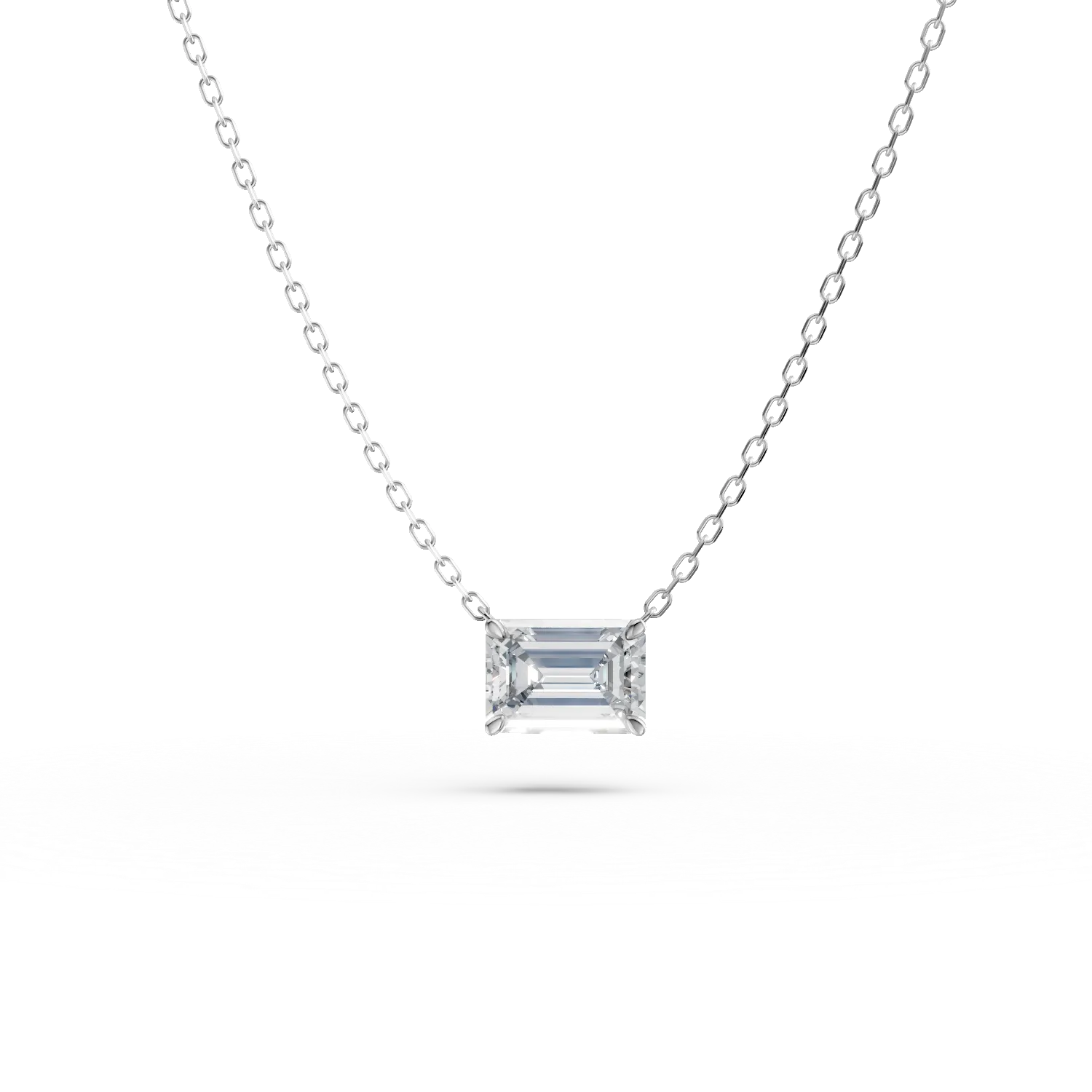 Lant cu pandantiv din aur alb cu diamant de 1ct creat in laborator