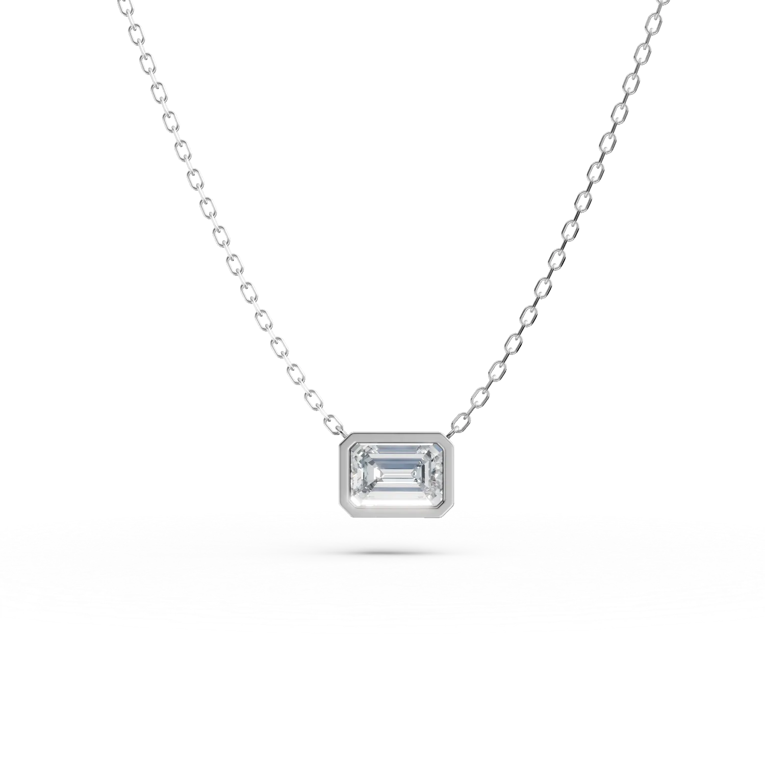 Lant cu pandantiv din aur alb cu diamant de 1ct creat in laborator