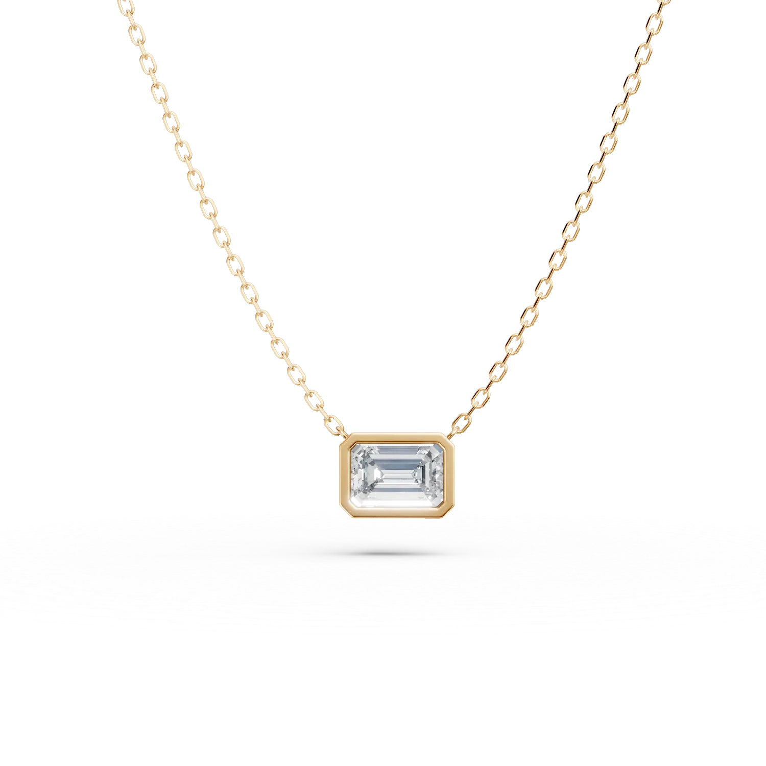 Lant cu pandantiv din aur galben cu diamant de 1ct creat in laborator