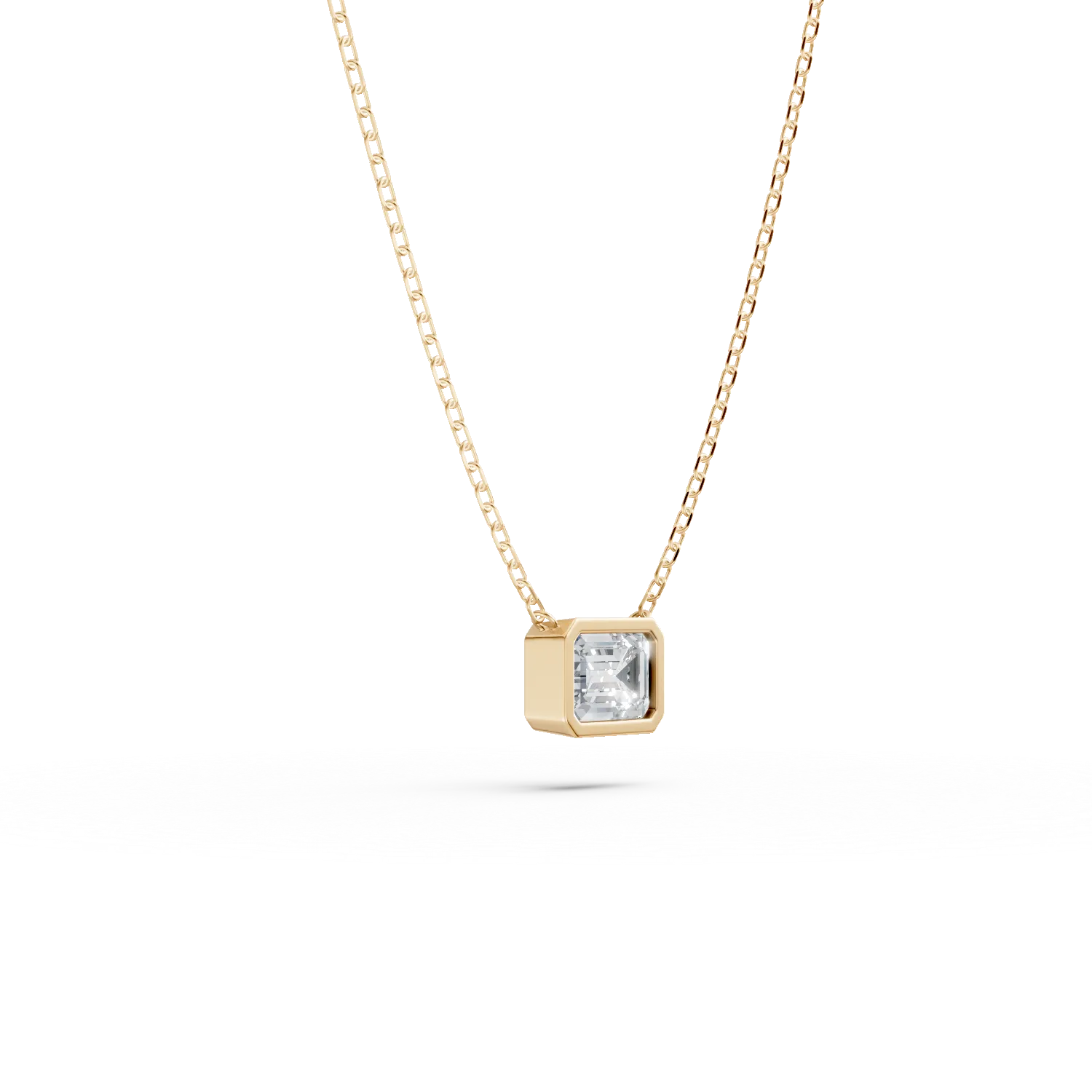 Lant cu pandantiv din aur galben cu diamant de 1ct creat in laborator