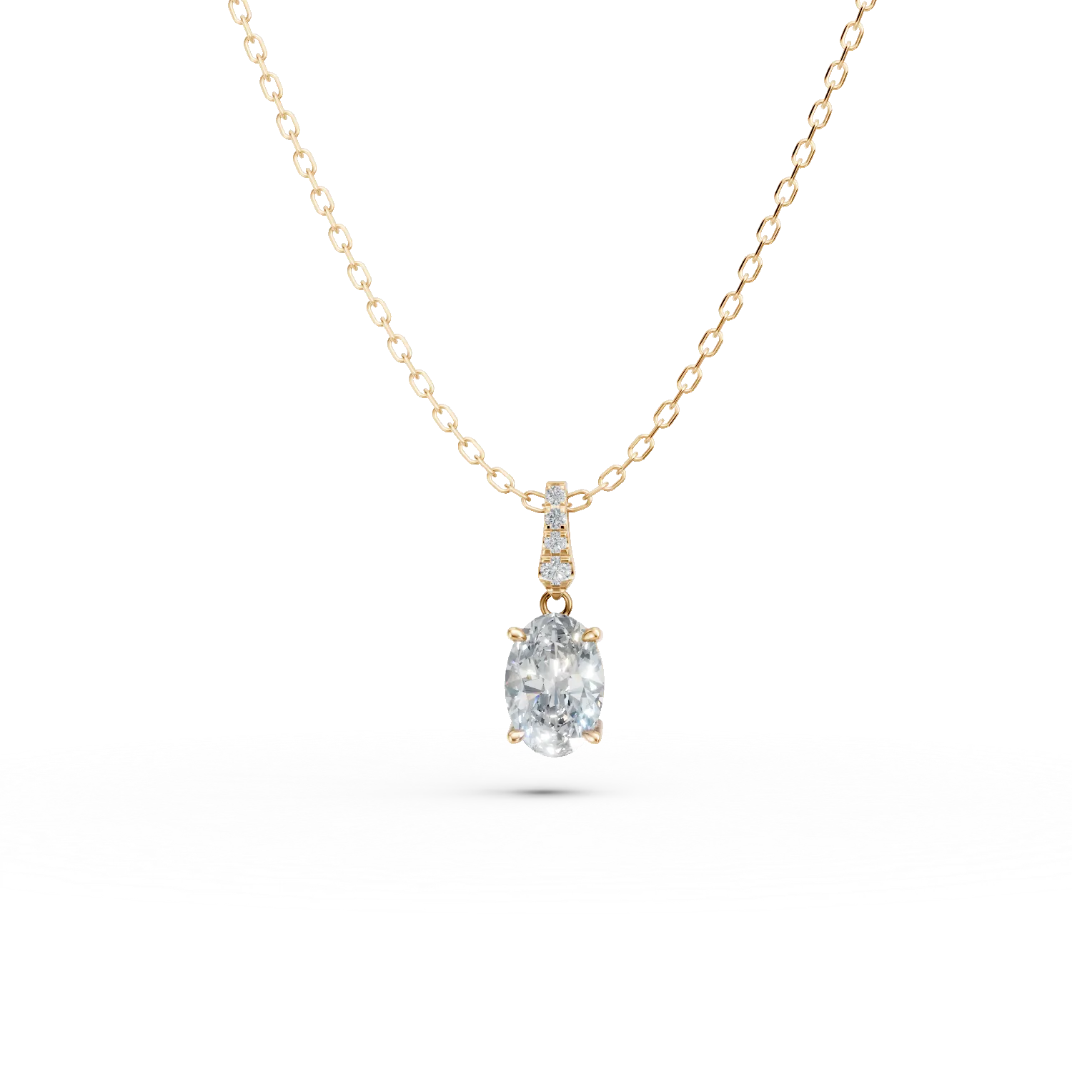 Lant cu pandantiv din aur galben cu diamante de 1.5ct create in laborator