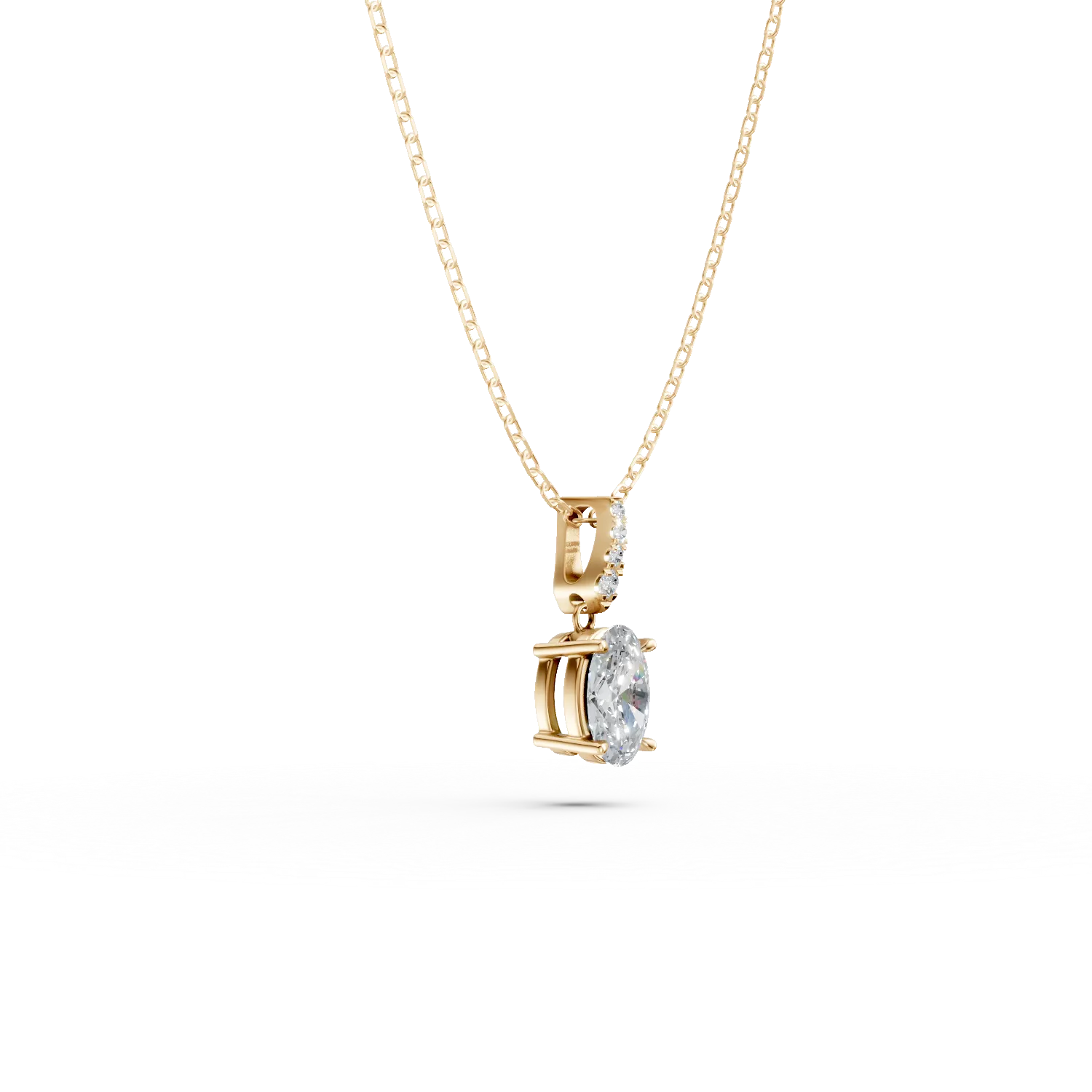 Lant cu pandantiv din aur galben cu diamante de 1.5ct create in laborator