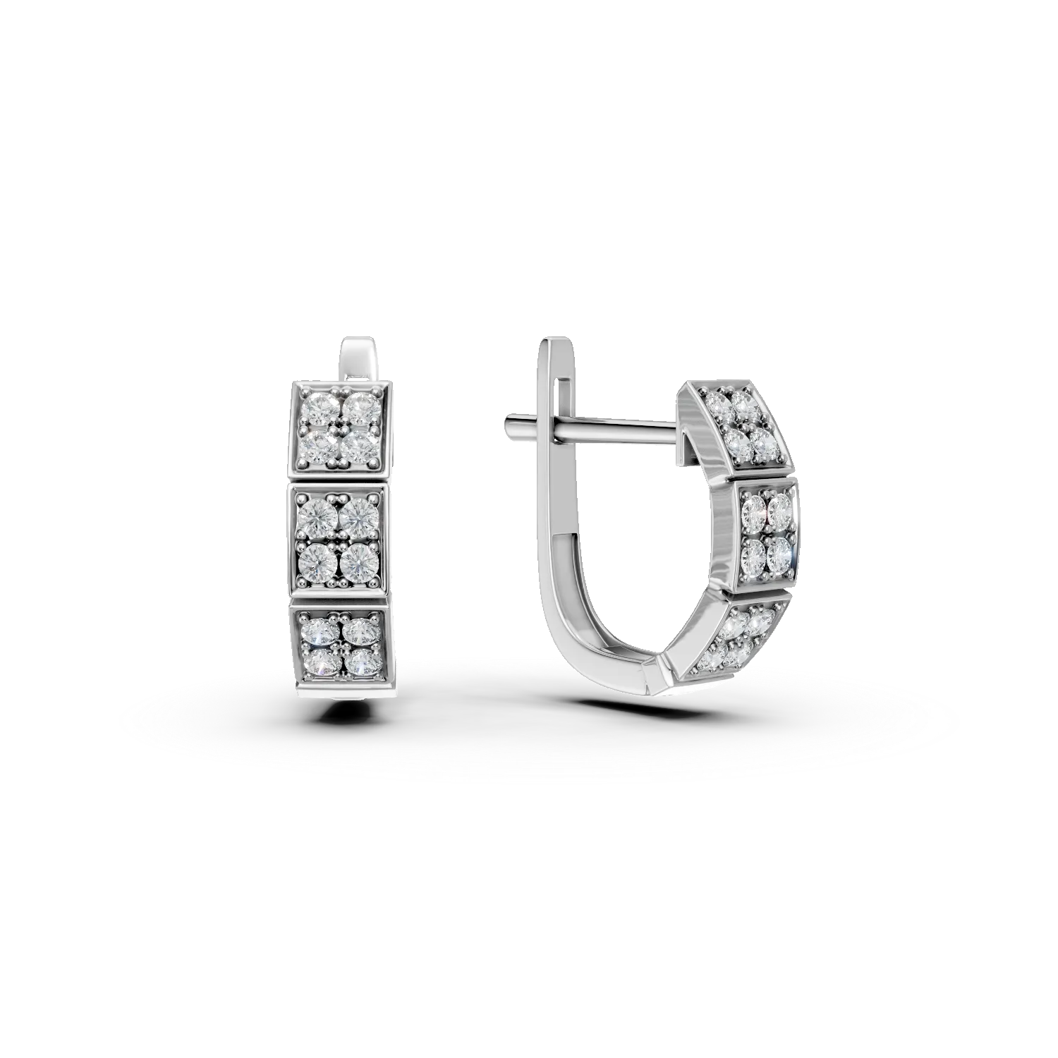 Cercei hoop din aur alb cu diamante de 0.3ct create in laborator