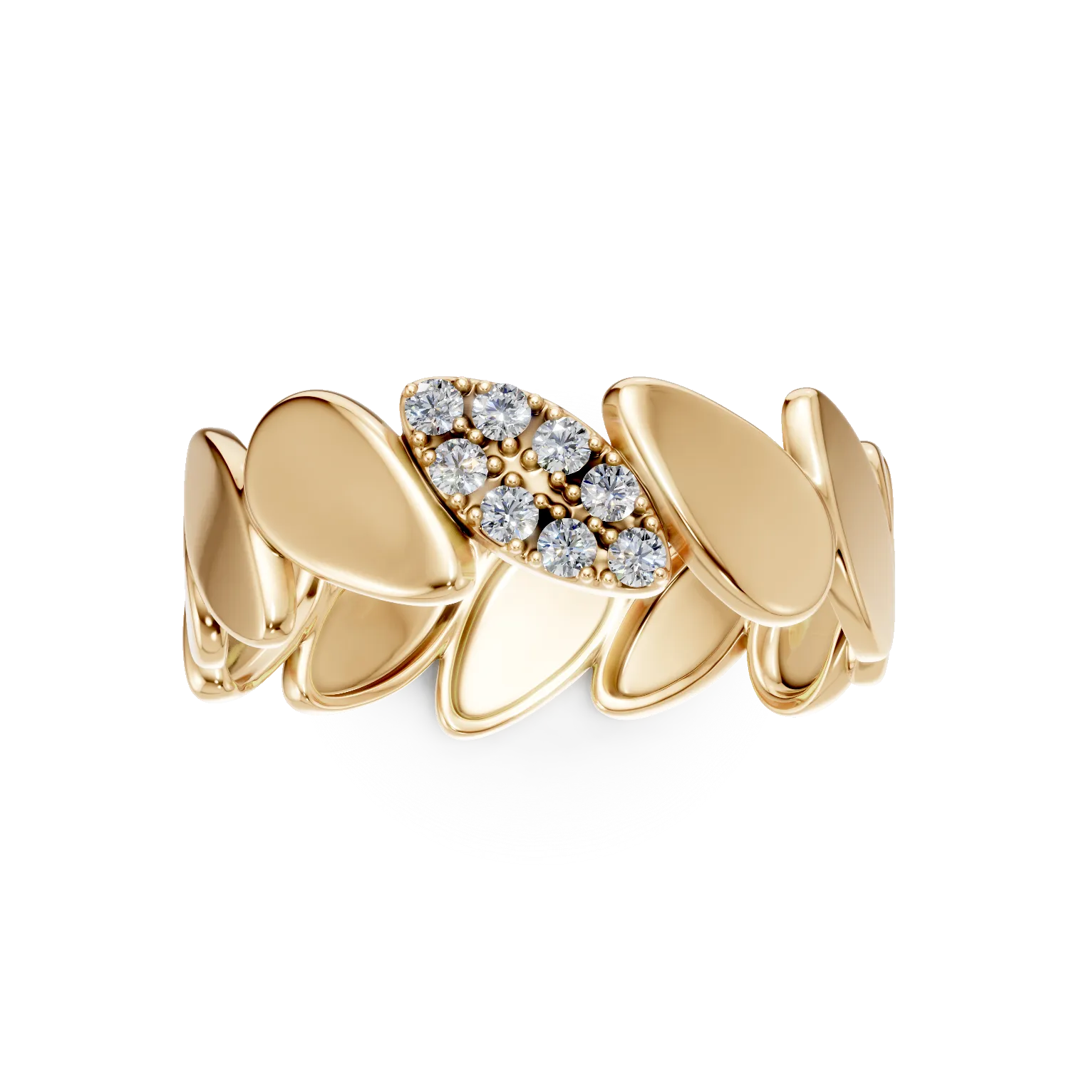 Inel geometric din aur galben cu diamante de 0.07ct create in laborator